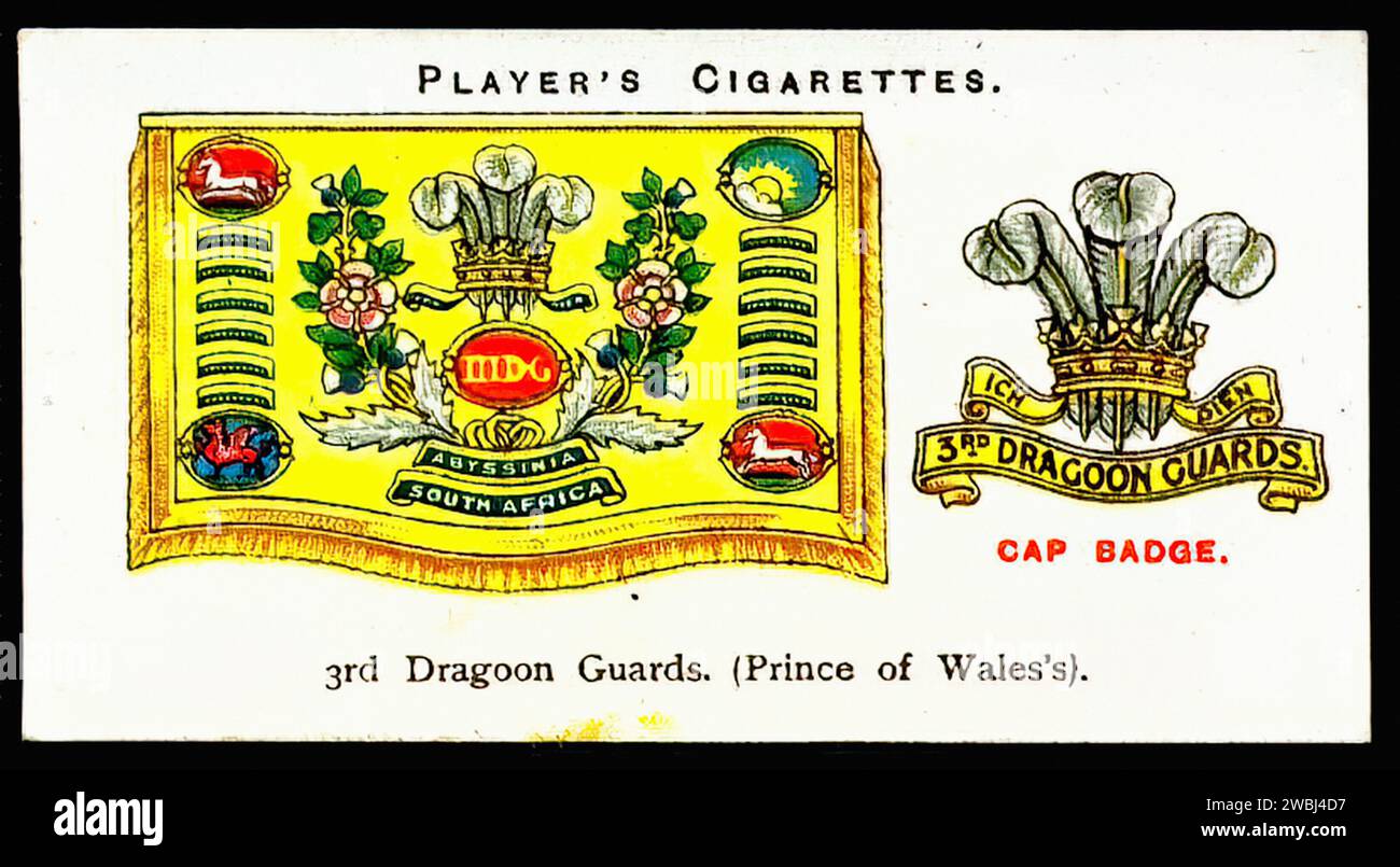 Prince of Wales's 3rd Dragoon Guards - Vintage Drum Banners Illustration Stock Photo