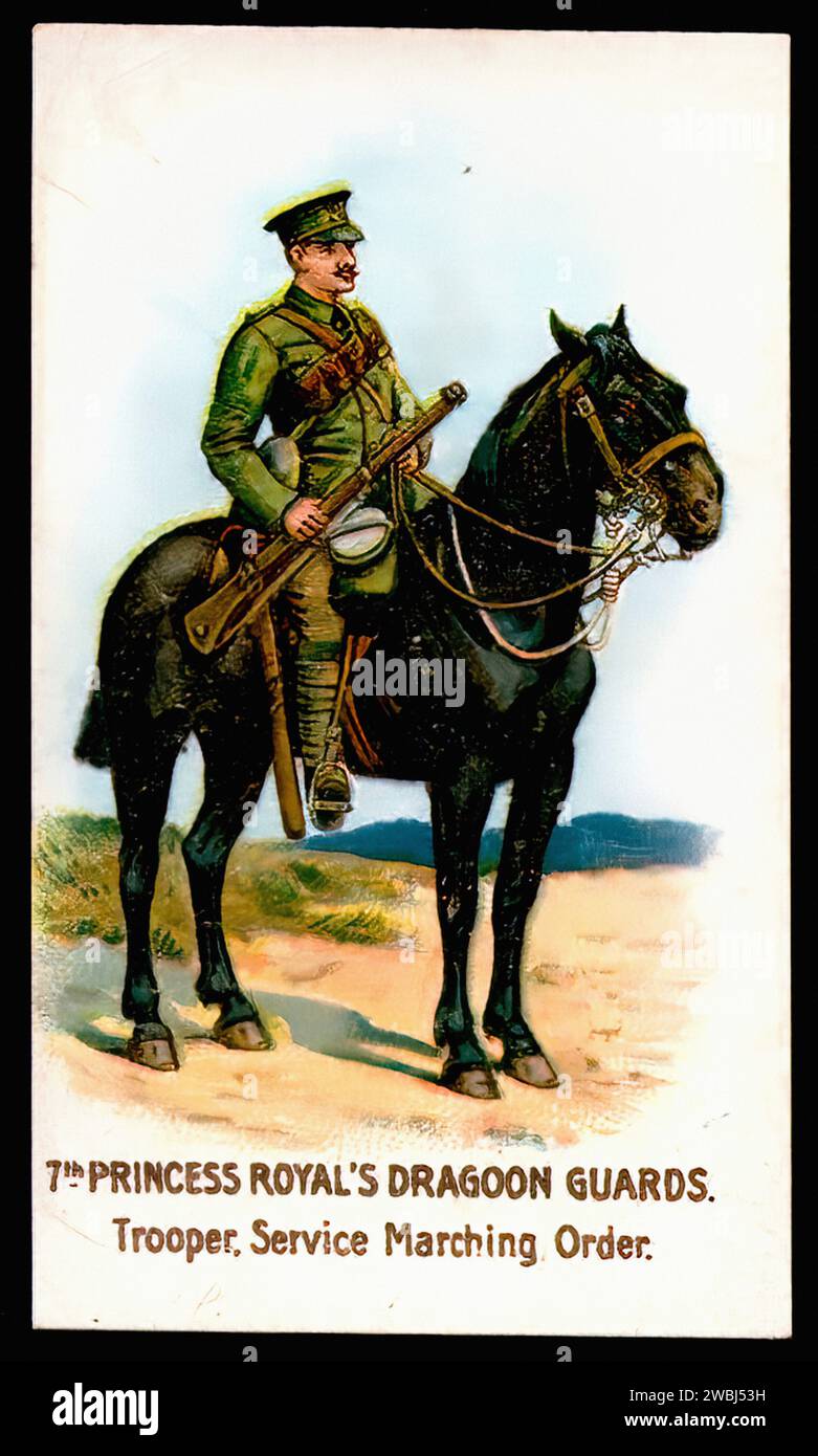7th Princess Royal's Dragoon Guards - Vintage Cigarette Card Illustration Stock Photo