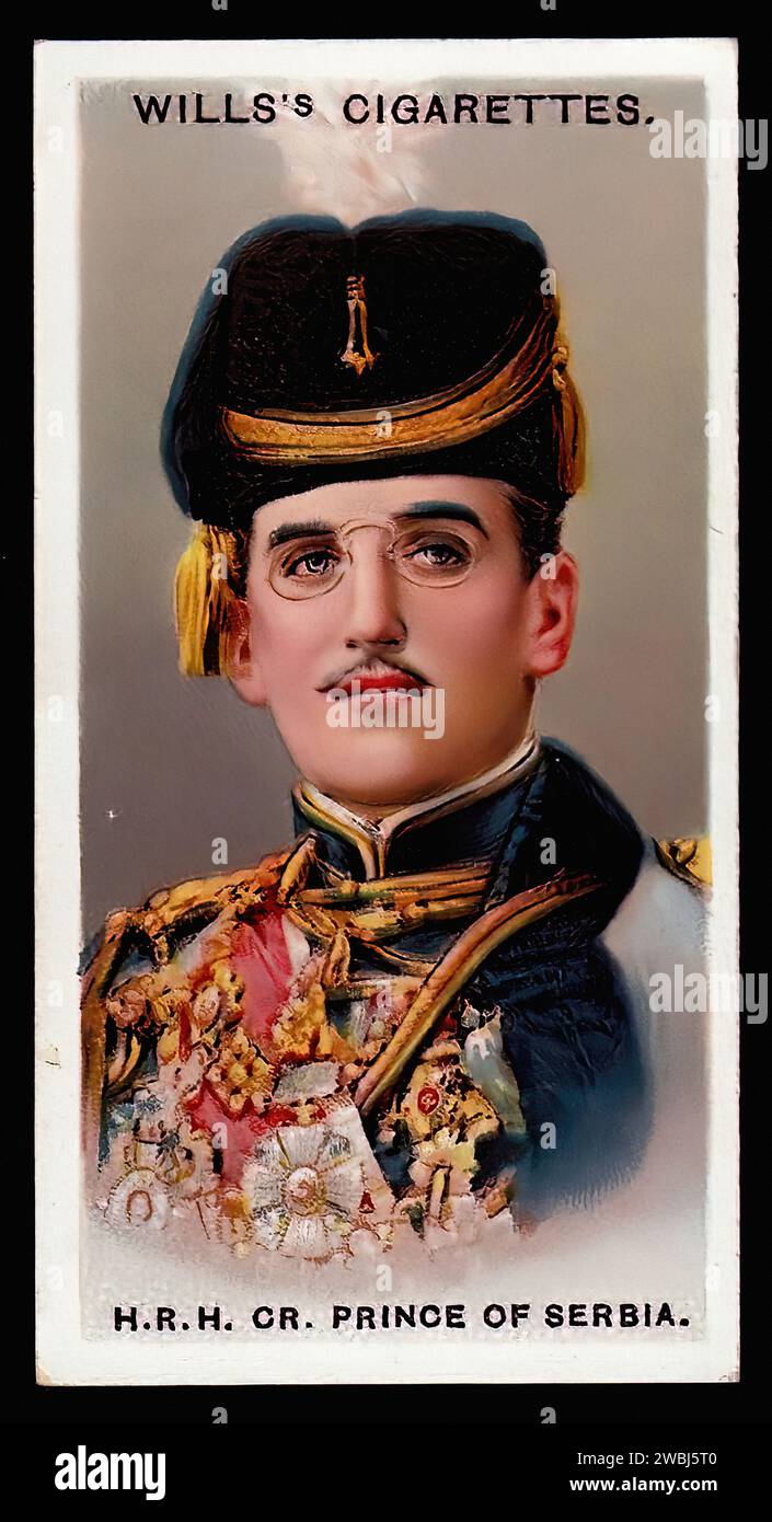 Crown Prince of Serbia - Vintage Cigarette Card Illustration Stock Photo