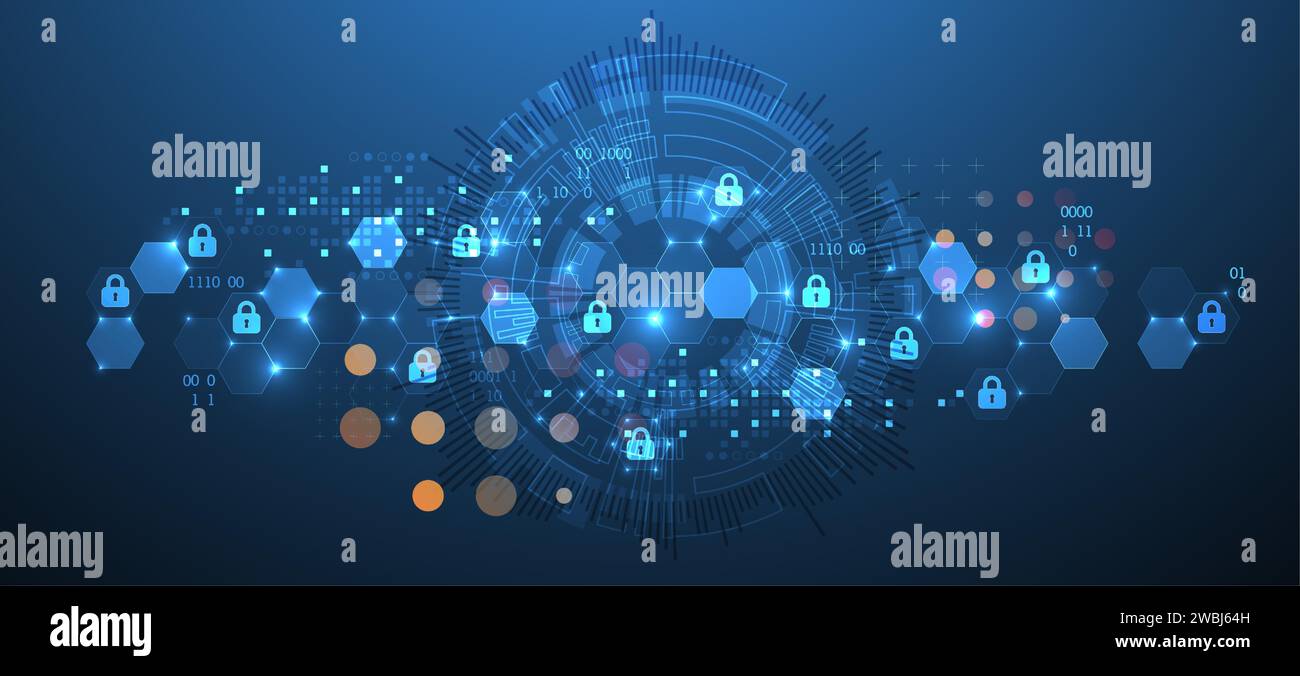 Secure digital background. Virtual confidential, programming protection ...