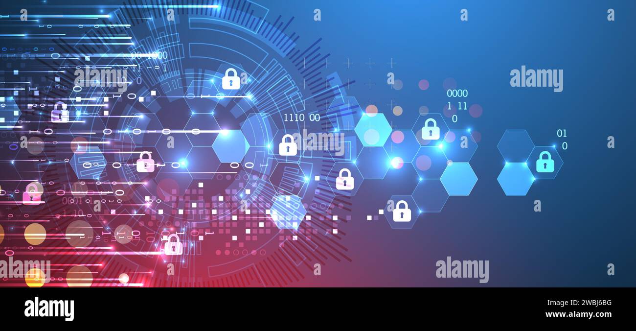 Secure digital background. Virtual confidential, programming protection ...