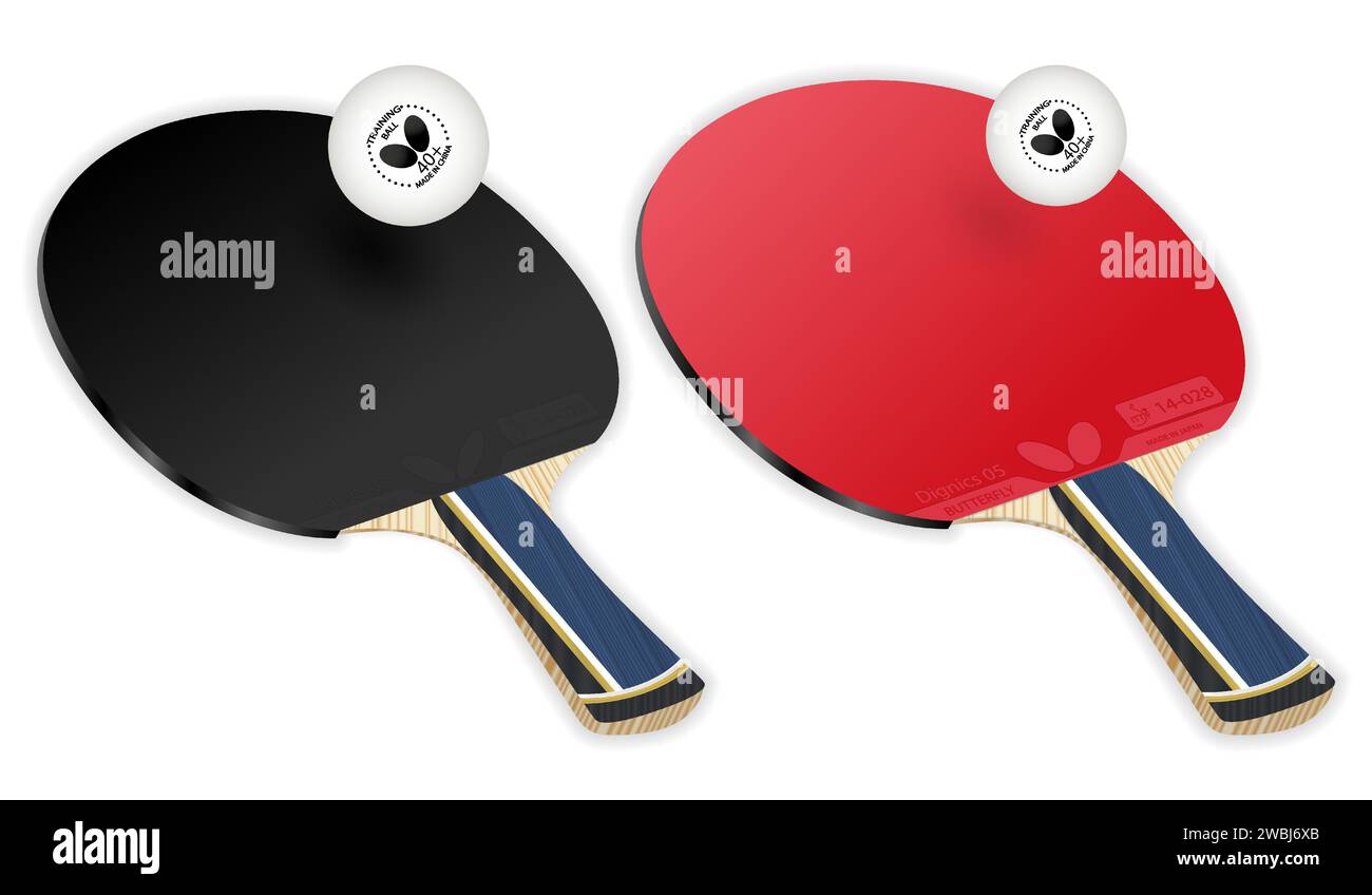 Realistic tennis racket. Rackets for table tennis. Ping pong. Butterfly