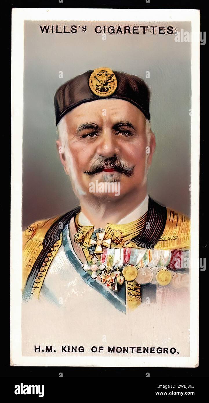 The King of Montenegro - Vintage Cigarette Card Illustration Stock Photo