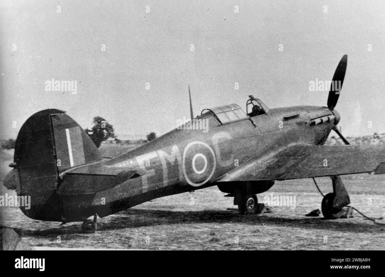 HAWKER HURRICANE FM-C of 257 (Burma) Squadron RAF at Honiley, near Birmingham, in 1942. At this time the squadron was on night-fighting, usualy flying in pairs led by a Havoc equipped with a Turbinlight. Photo: Eric Spenser Stock Photo