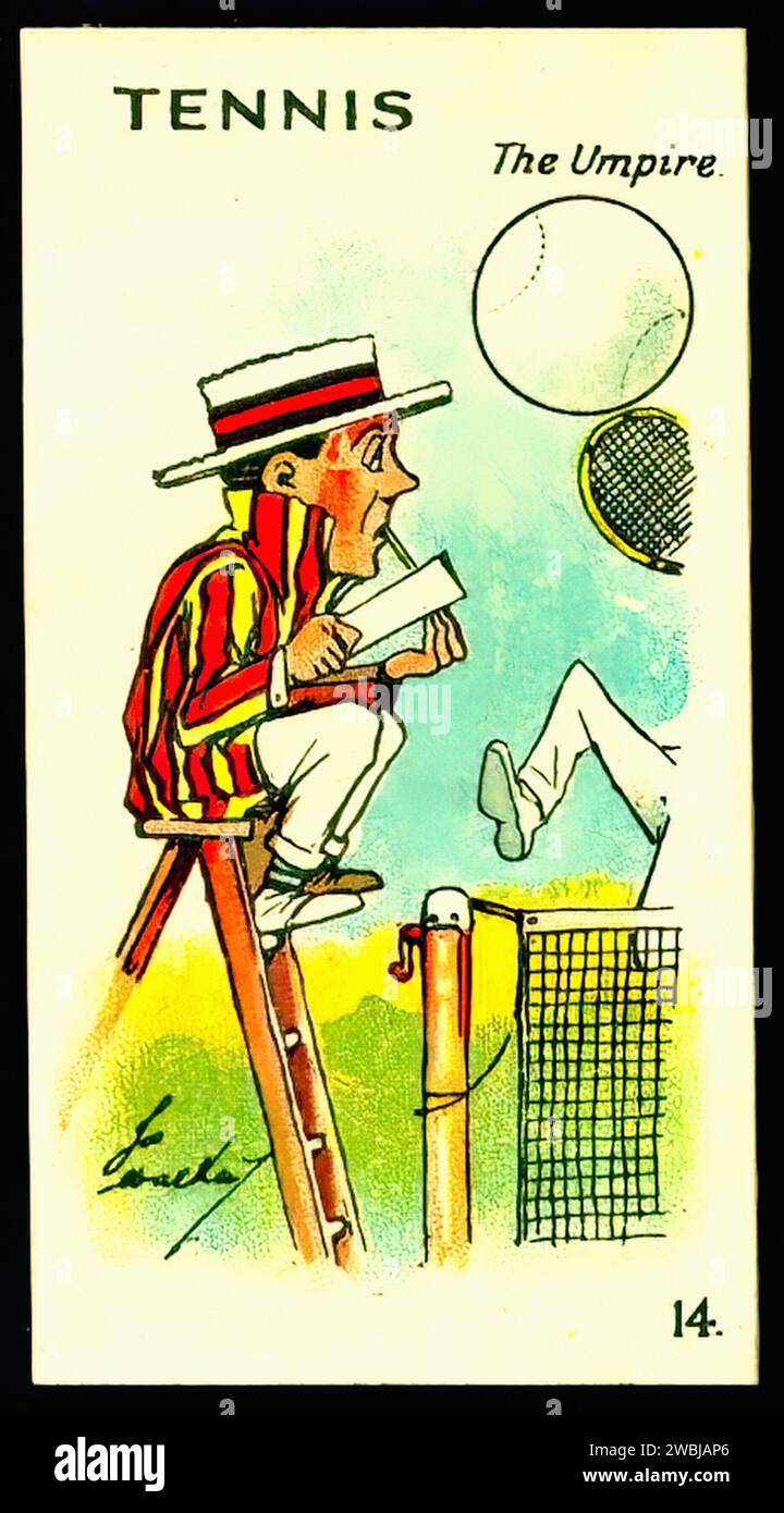 Tennis Umpire - Vintage Cigarette Card Illustration Stock Photo
