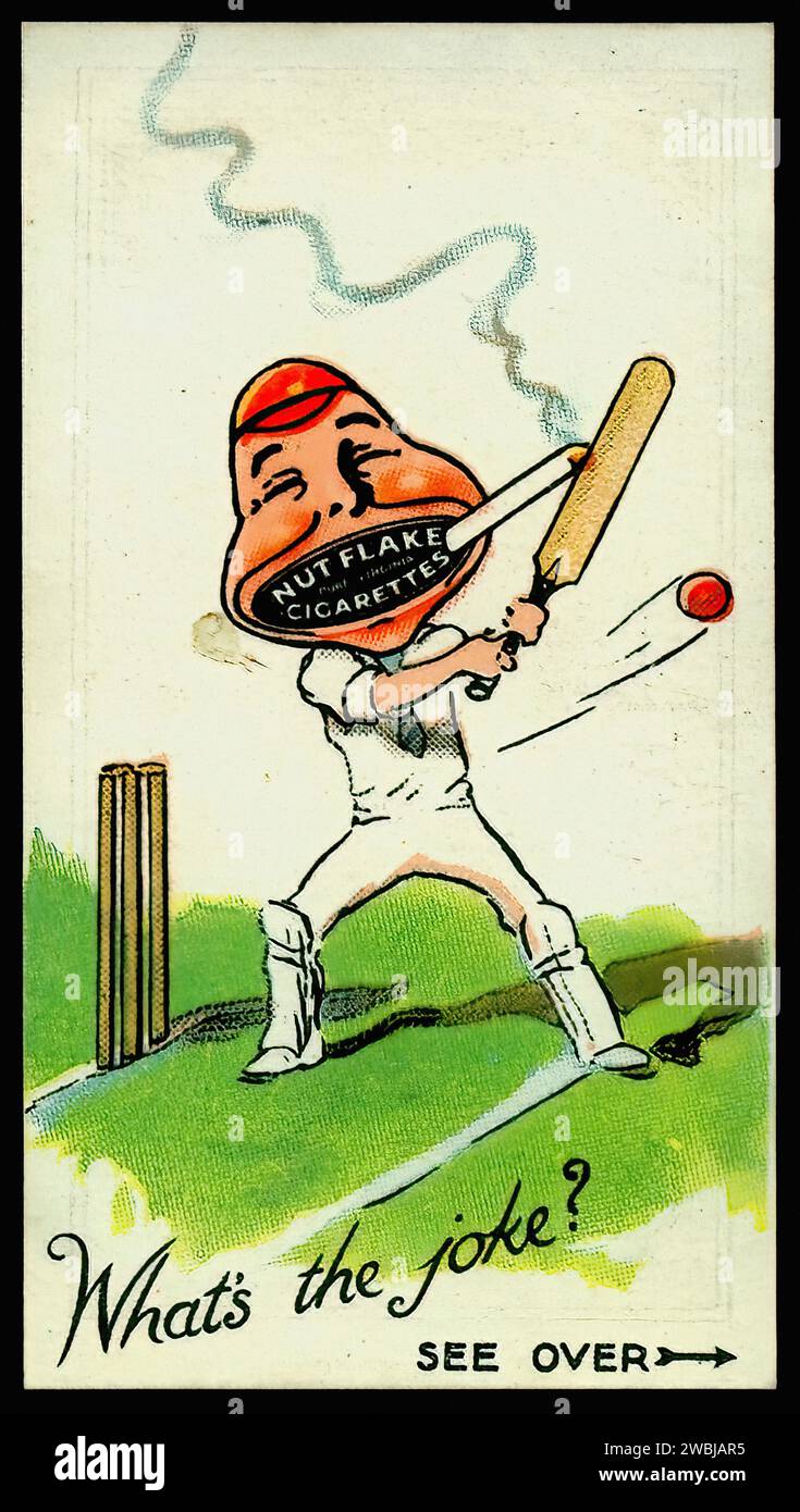 The Cricketer - Vintage Cigarette Card Illustration Stock Photo