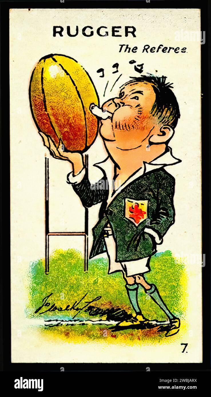 The Rugby Referee - Vintage Cigarette Card Illustration Stock Photo
