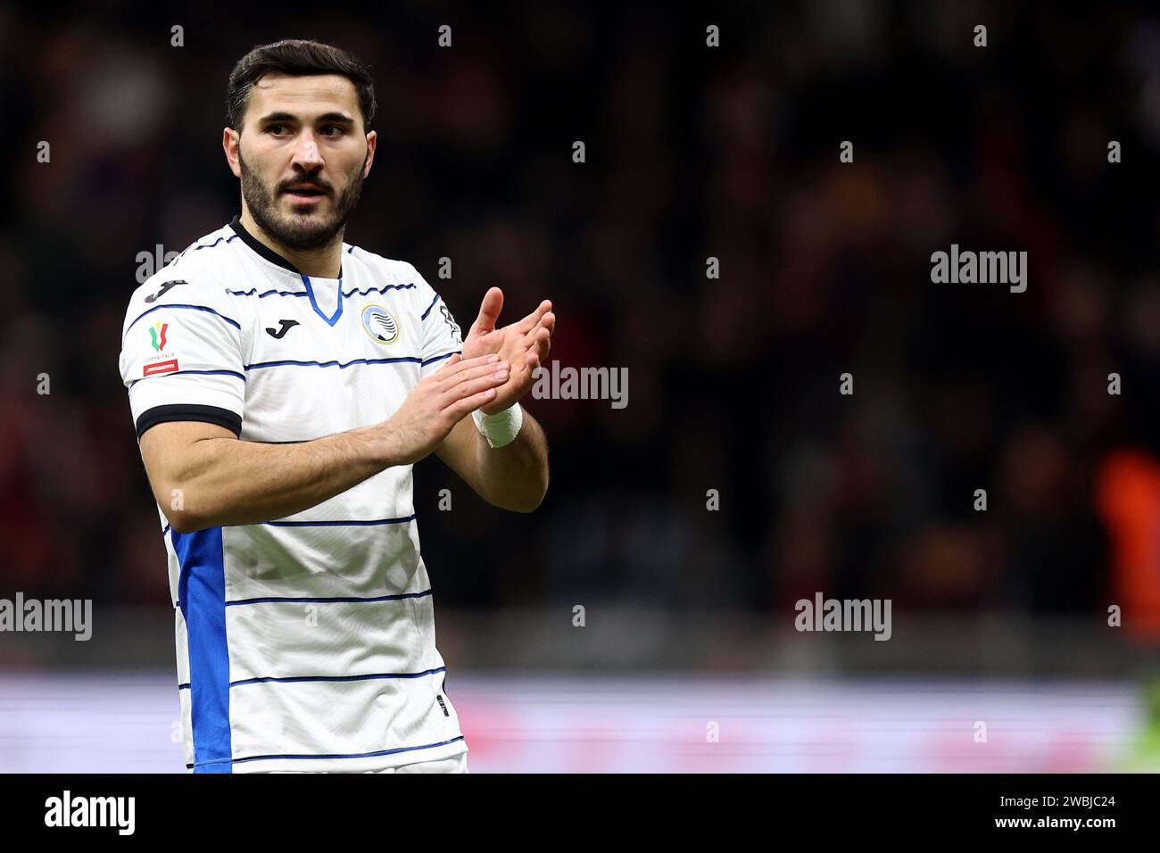 Milano, Italy. 10th Jan, 2024. Sead Kolasinac of Atalanta Bc gestures during the Coppa Italia football match beetween Ac Milan and Atalanta Bc at Stadio Giuseppe Meazza on January 10, 2024 in Milano, Italy . Credit: Marco Canoniero/Alamy Live News Stock Photo