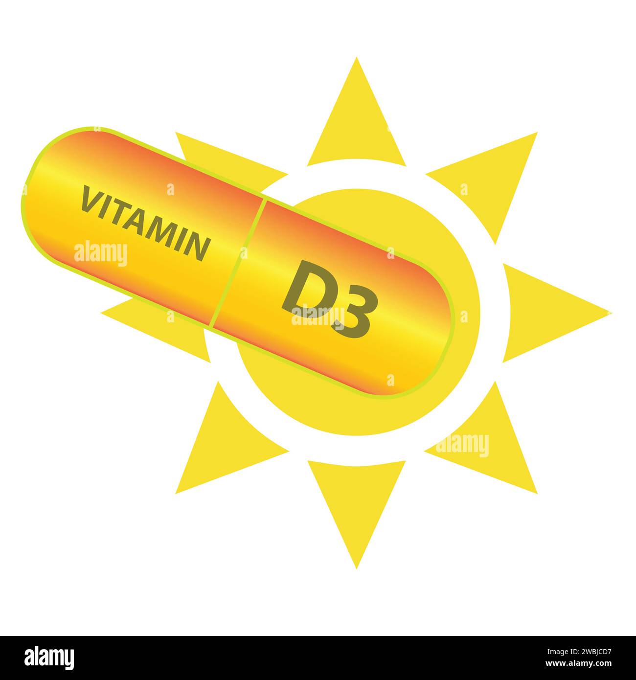 Vitamin D3 capsule with text and symbol of a sun Stock Vector Image & Art Alamy