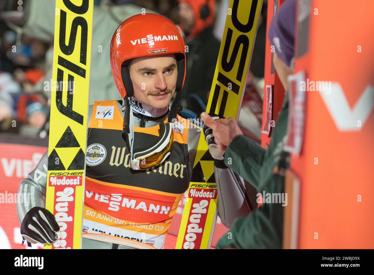 Richard Freitag Jubel, Freude, Jubilation, positiv, positively, FIS Skisprung Welt Cup in Willingen, Deutschland am 03.02.2018 Stock Photo