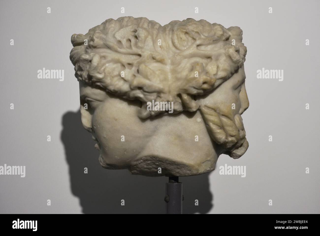 Two-faced Herma of Dionysian nature. Two-faced Hermes. 1st century AD. Quinta do Muro. Cacela, Faro, Portugal. National Archaeology Museum. Lisbon, Portugal. Stock Photo