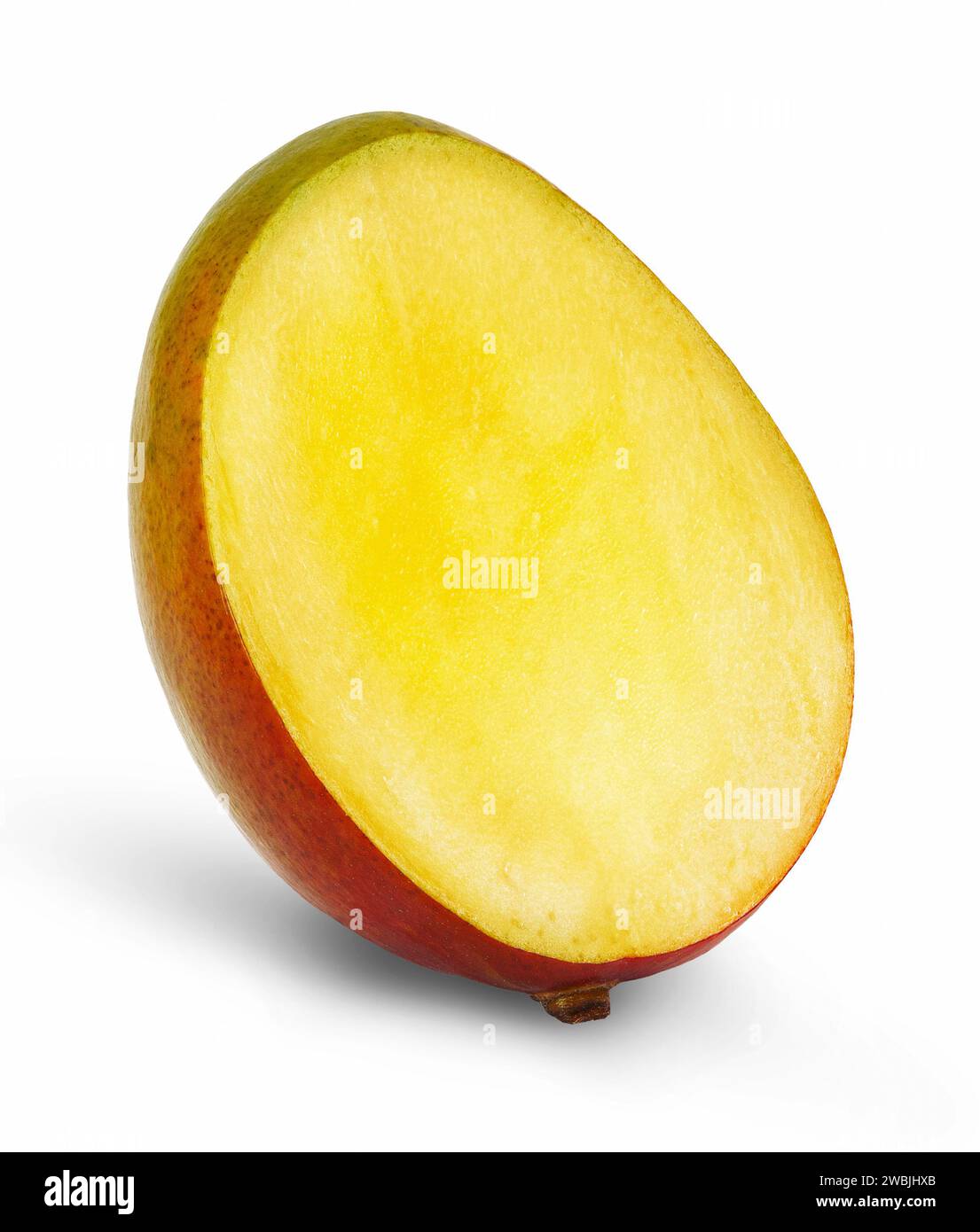 Sliced mango fruit isolated on white background. Stock Photo