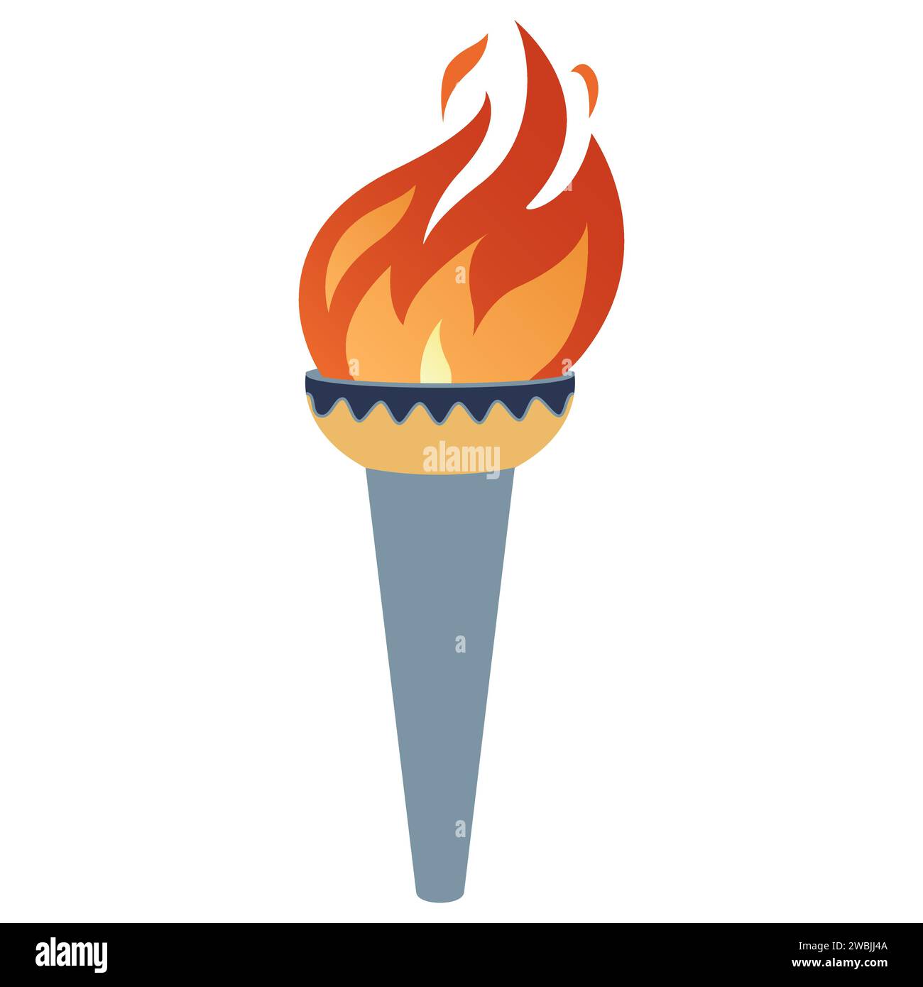 Torch with burning fire in flat design. Vector illustration Stock Vector
