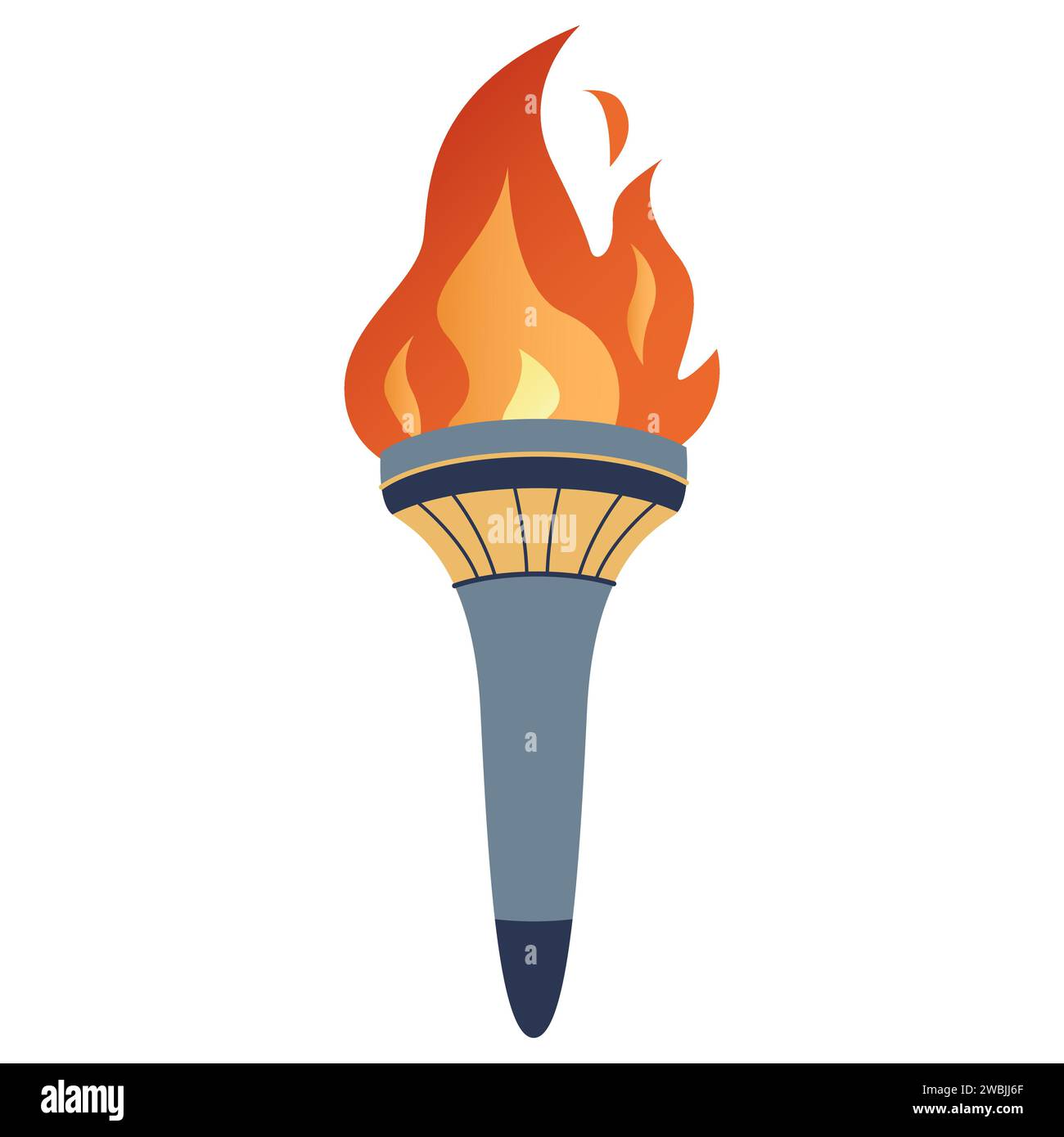 Torch with burning fire in flat design. Vector illustration Stock Vector