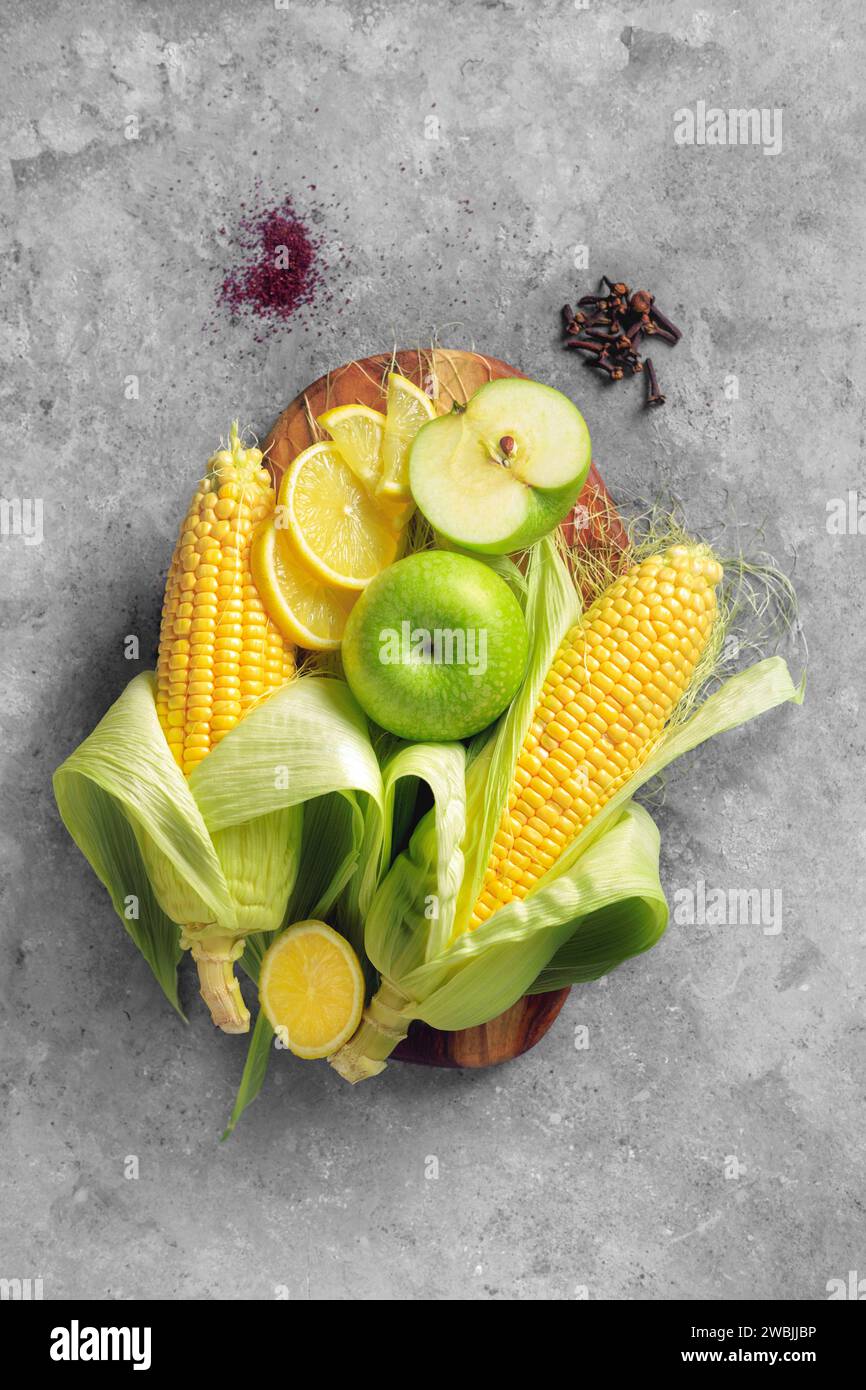 Fresh corn on cobs, closeup Stock Photo