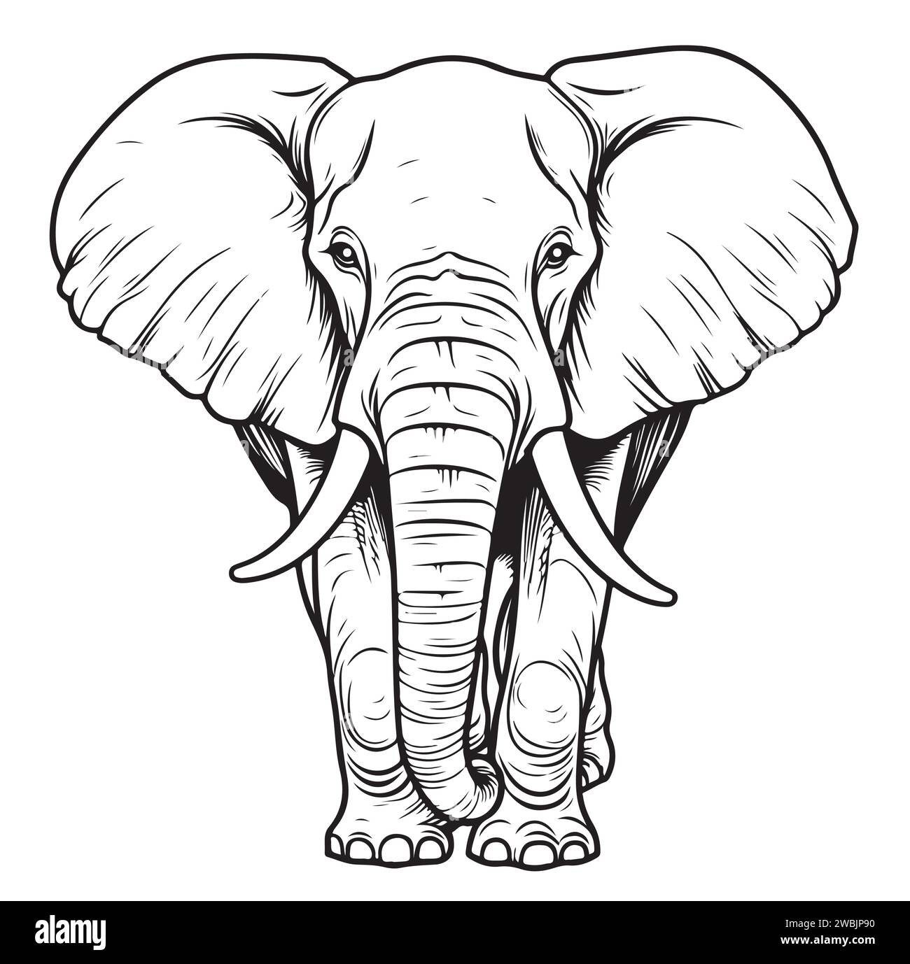 Elephant logo sketch hand drawn in doodle style illustration Stock Vector
