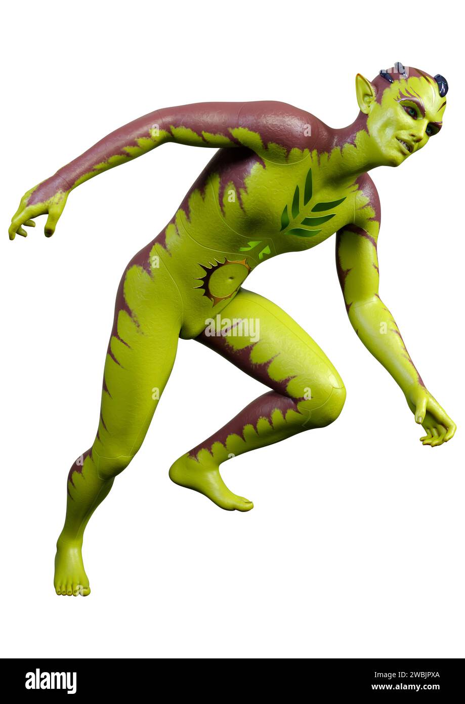 3D rendering of a green alien isolated on white background Stock Photo ...
