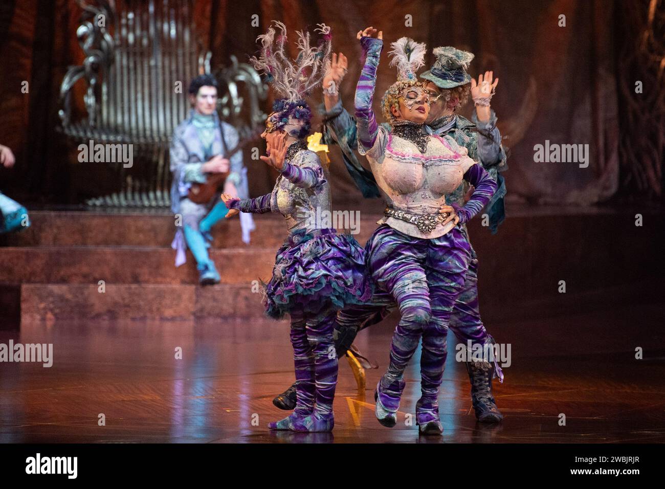 London, UK. 10 Jan, 2024. Pictured: Performers  performs at Cirque Du Soleil's 'Alegria - In a New Light' at Royal Albert Hall. Credit: Justin Ng/Alamy Live News Stock Photo