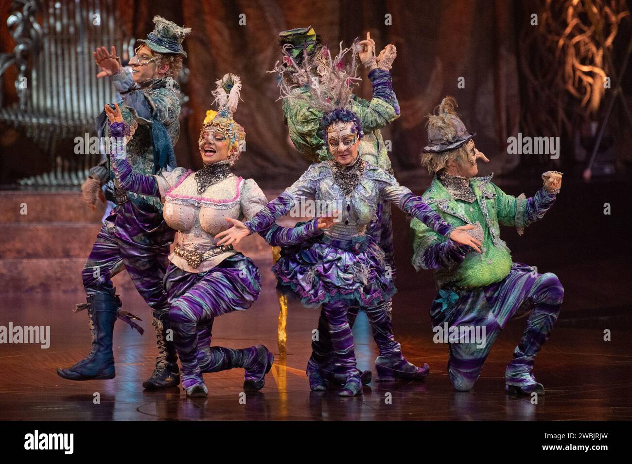 London, UK. 10 Jan, 2024. Pictured: Performers  performs at Cirque Du Soleil's 'Alegria - In a New Light' at Royal Albert Hall. Credit: Justin Ng/Alamy Live News Stock Photo