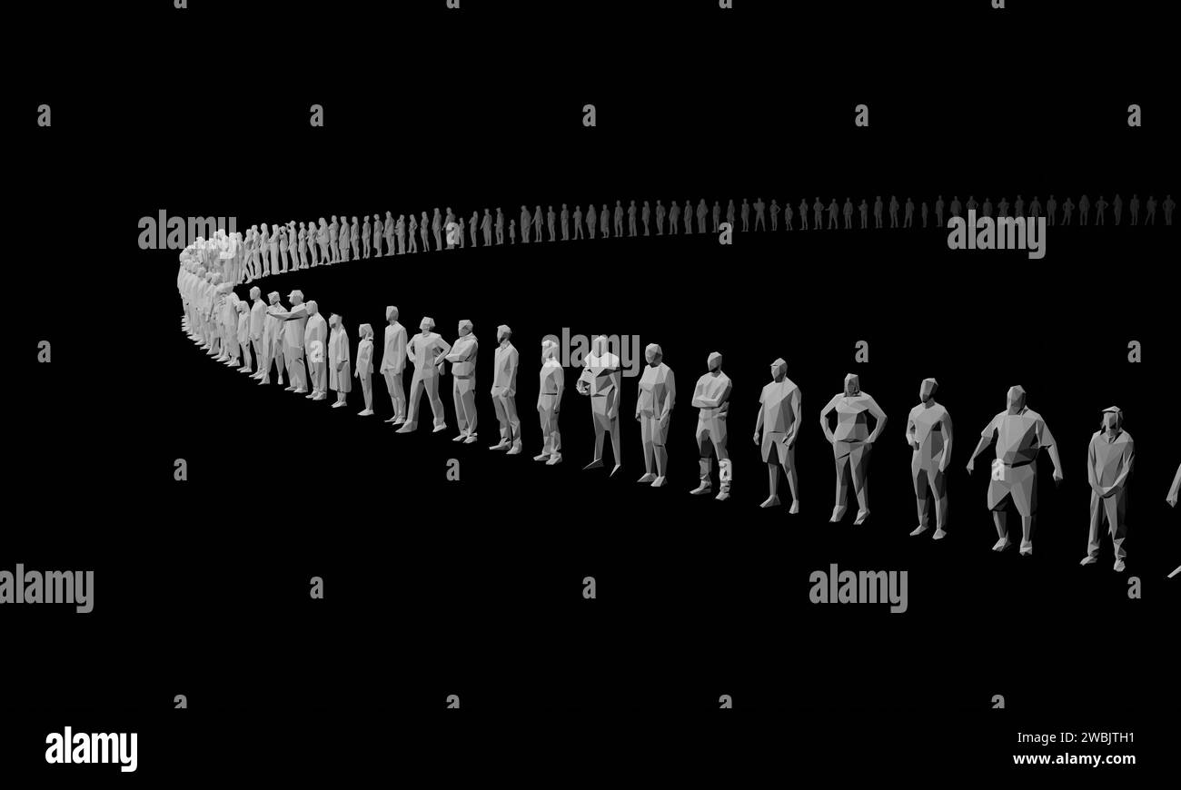 3d render of human figures as crowd for society, consumers, commercial ...