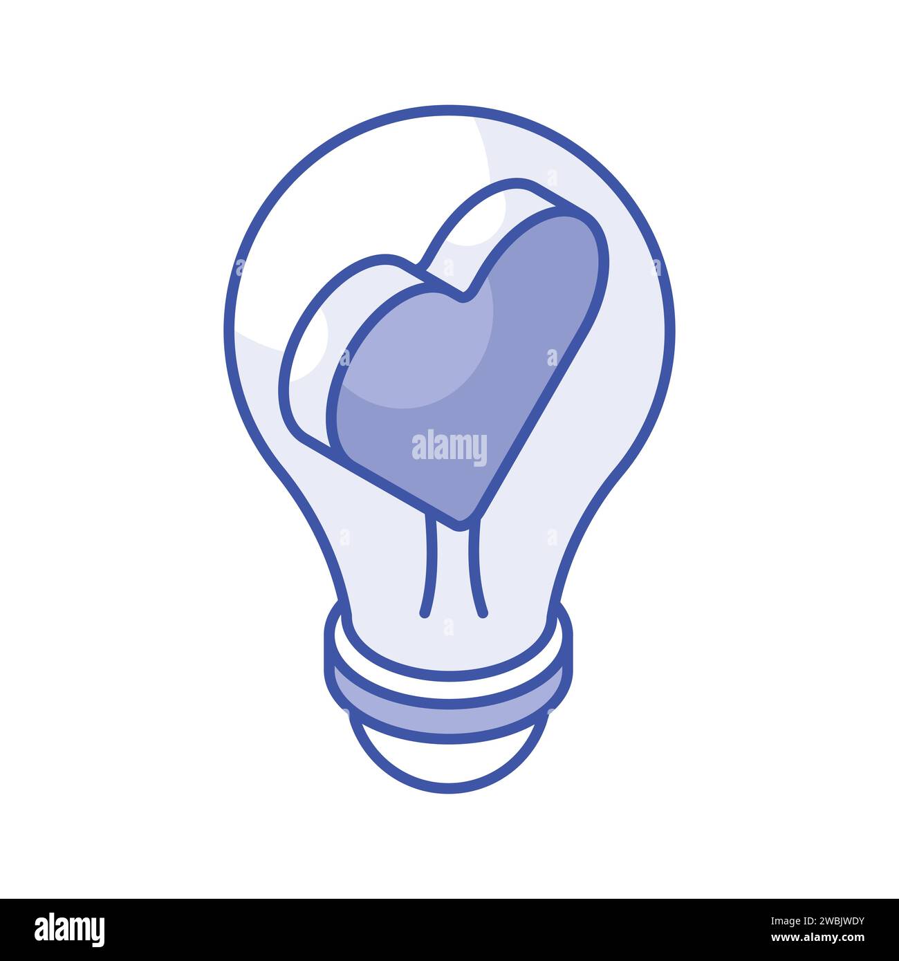 Heart inside light bulb showing concept icon of romantic idea ...