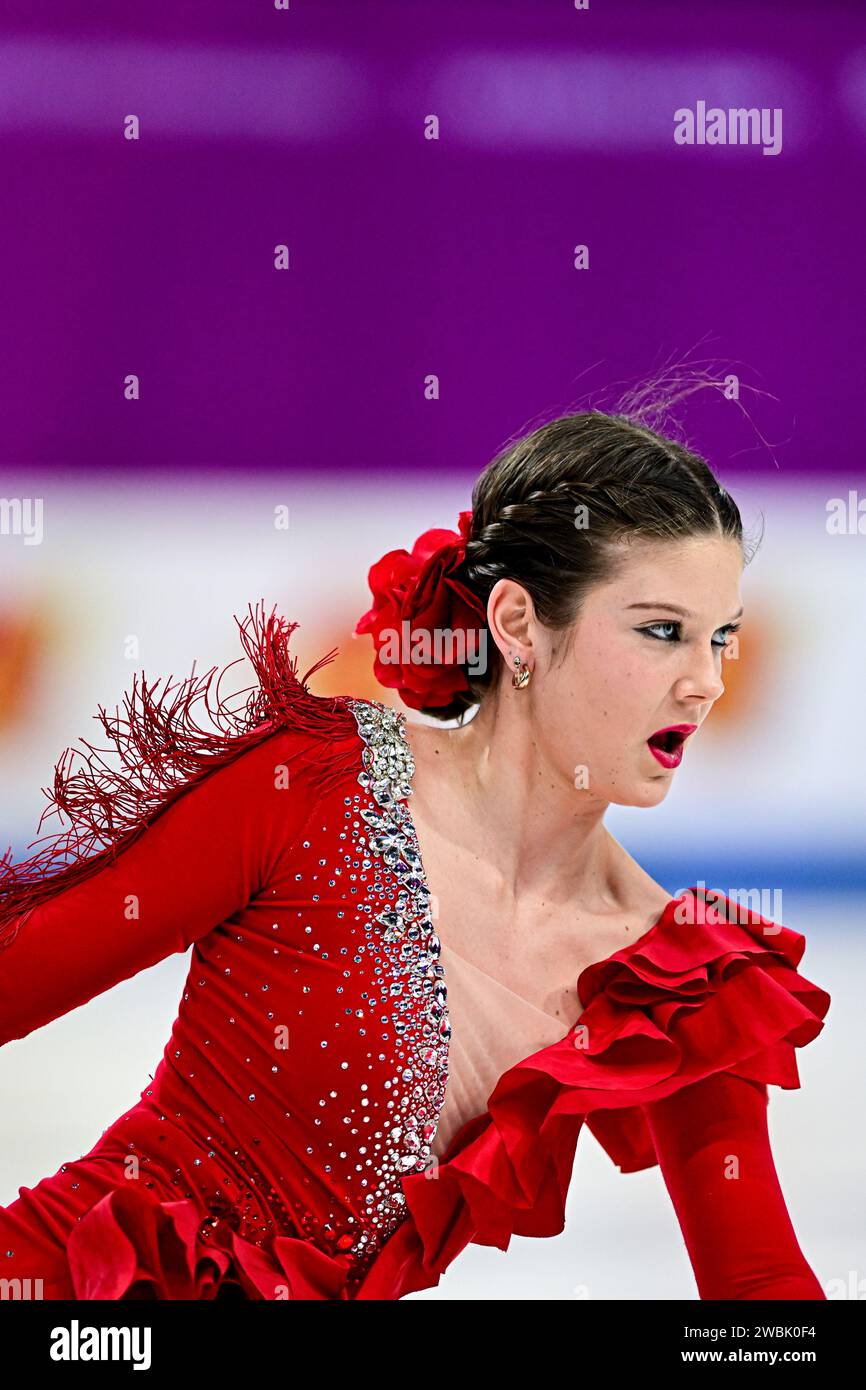 Julija LOVRENCIC (SLO), during Women Short Program, at the ISU European Figure Skating