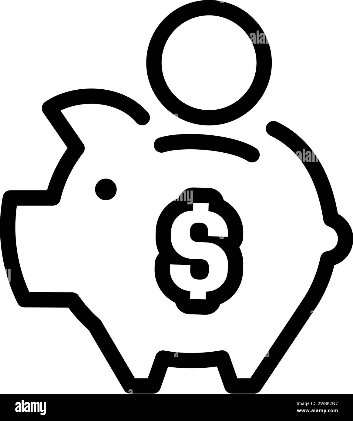 piggy bank icon with coin dollar symbol, made in linear style Stock ...