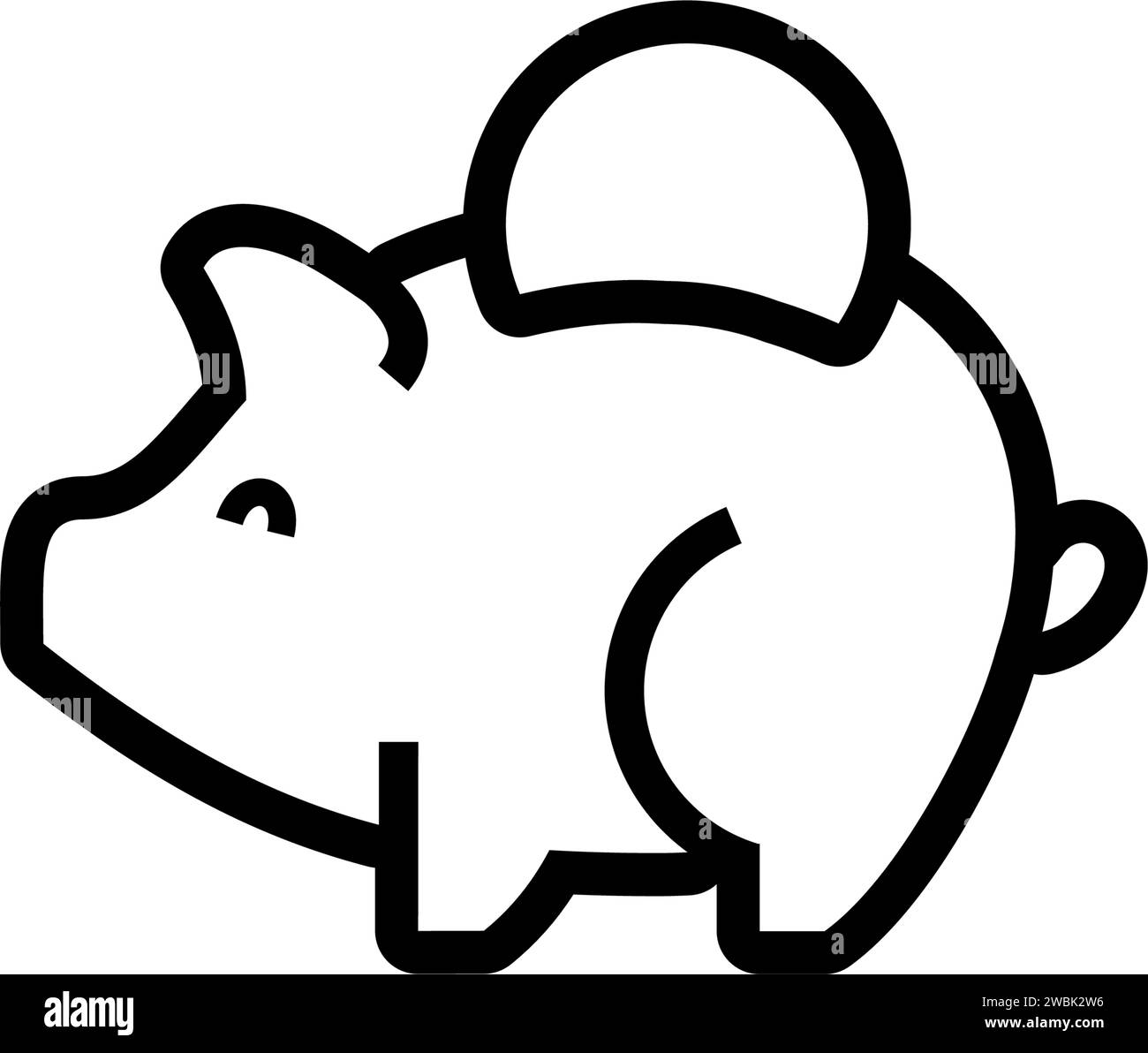piggy bank icon with coin symbol, made in line style Stock Vector Image ...