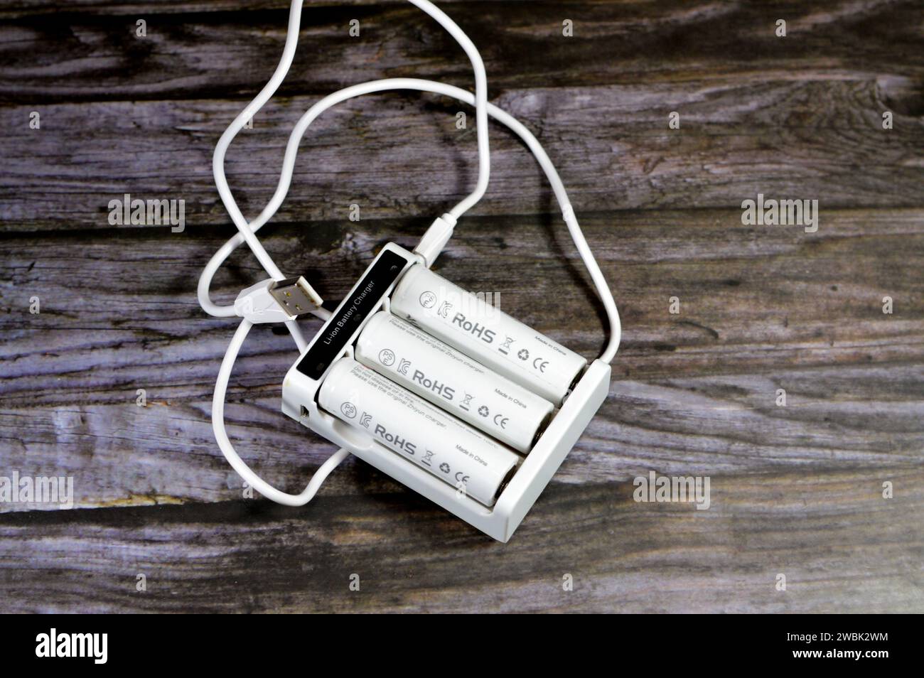 Cairo, Egypt, January 10 2024 18650 battery cells, cylindrical lithiumion battery common in