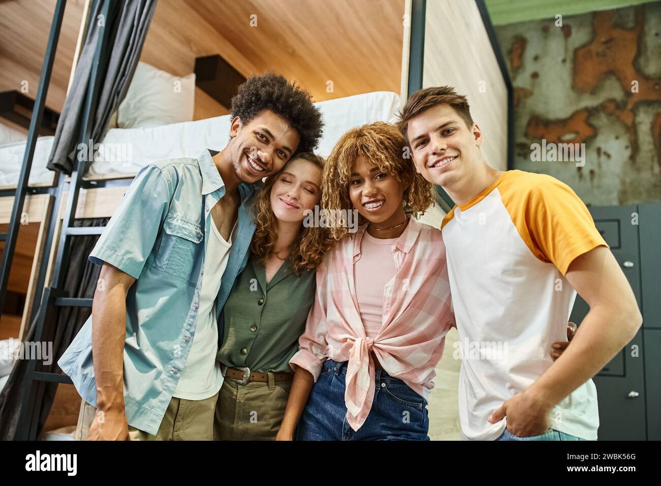Multicultural Room diverse group of multicultural students smiling at camera in room of ...