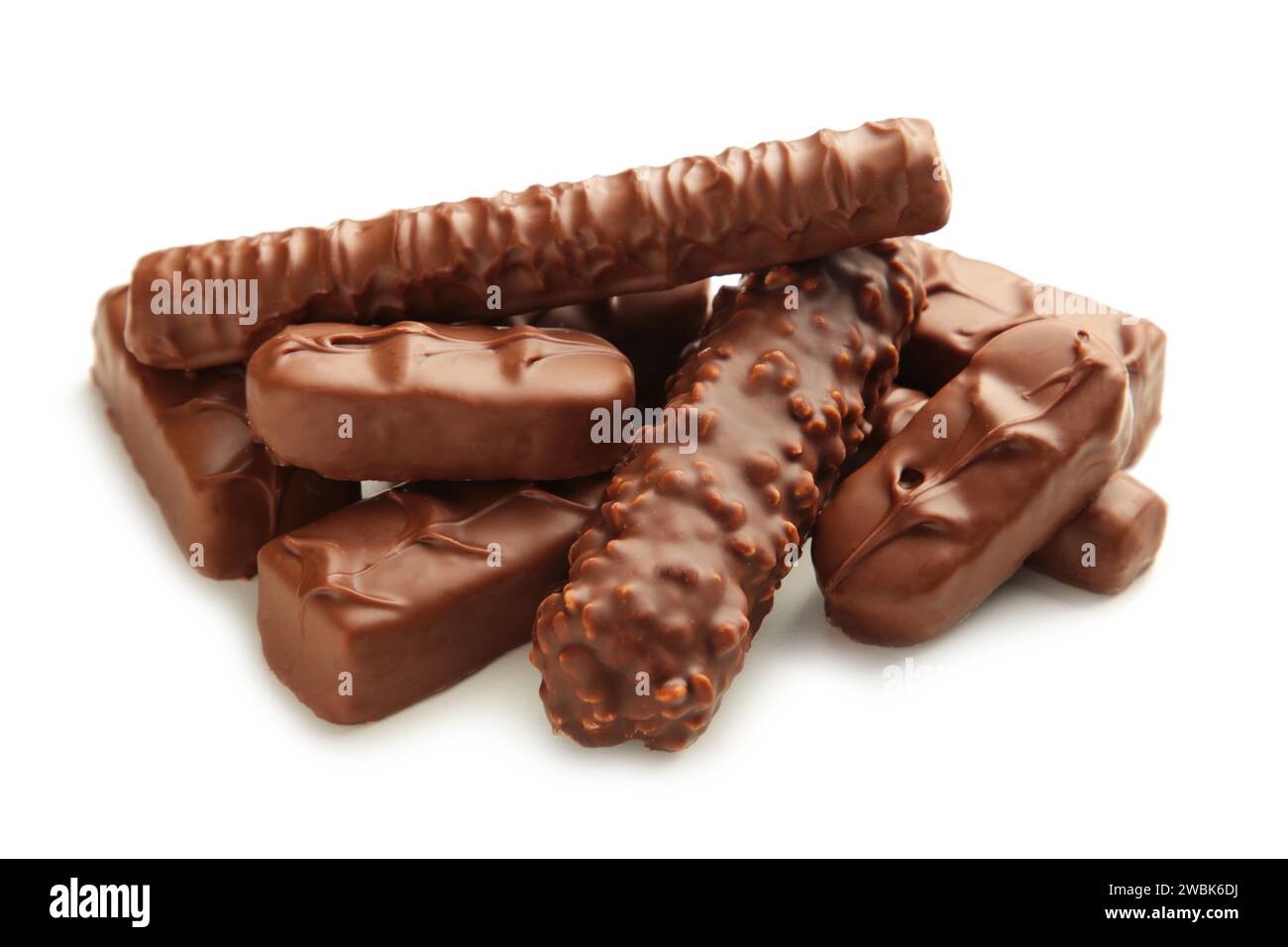 Mix of chocolate bars isolated on white background Stock Photo - Alamy