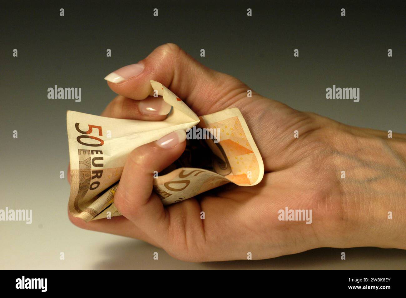Fünfzig Euro in der Hand , 2005 , BLF *** Fifty euros in the hand , 2005 , BLF BL45578 Stock Photo