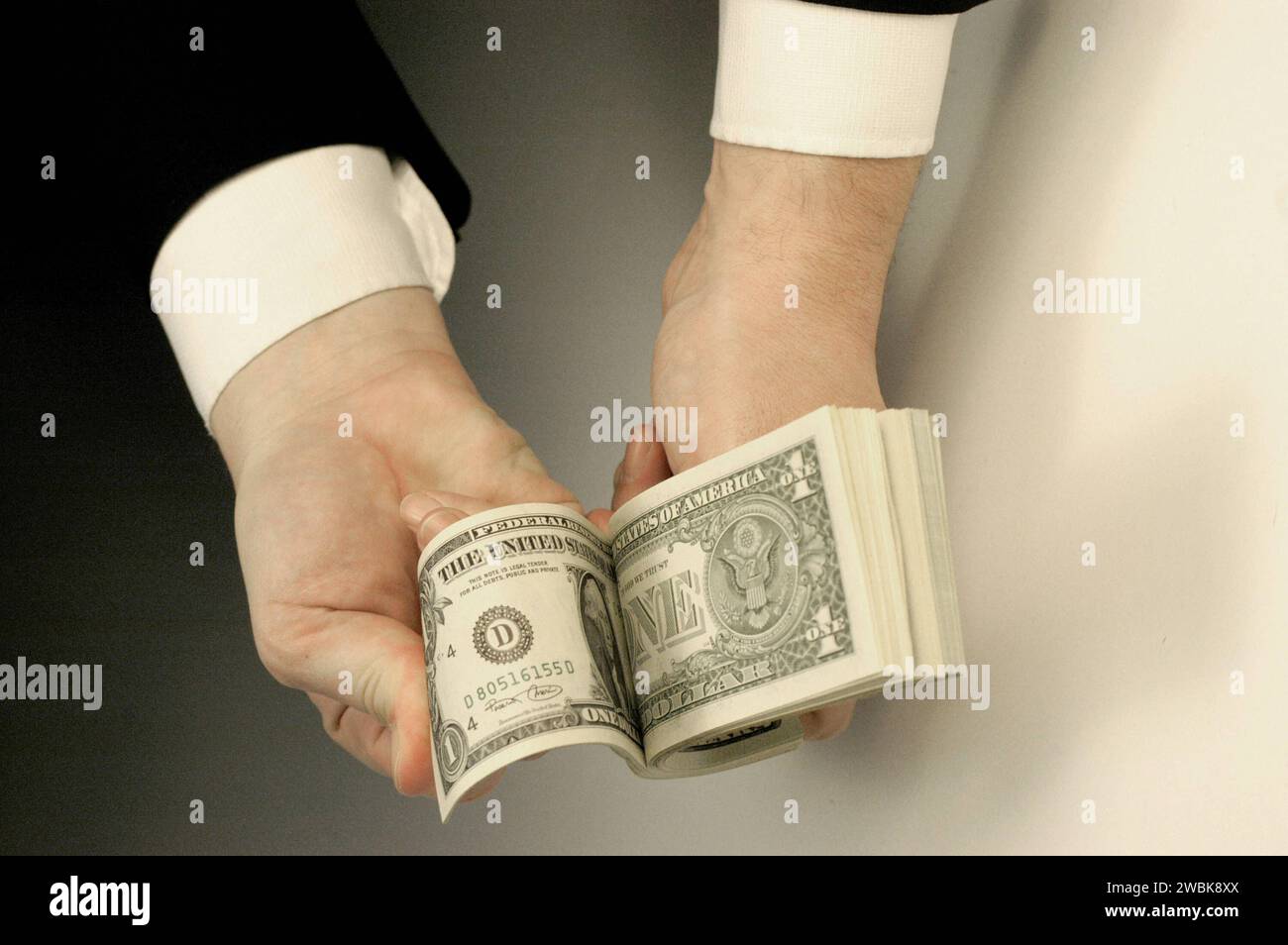 Dollarscheine in der Hand, 2005 , BLF *** Dollar bills in the hand, 2005 , BLF BL46058 Stock Photo