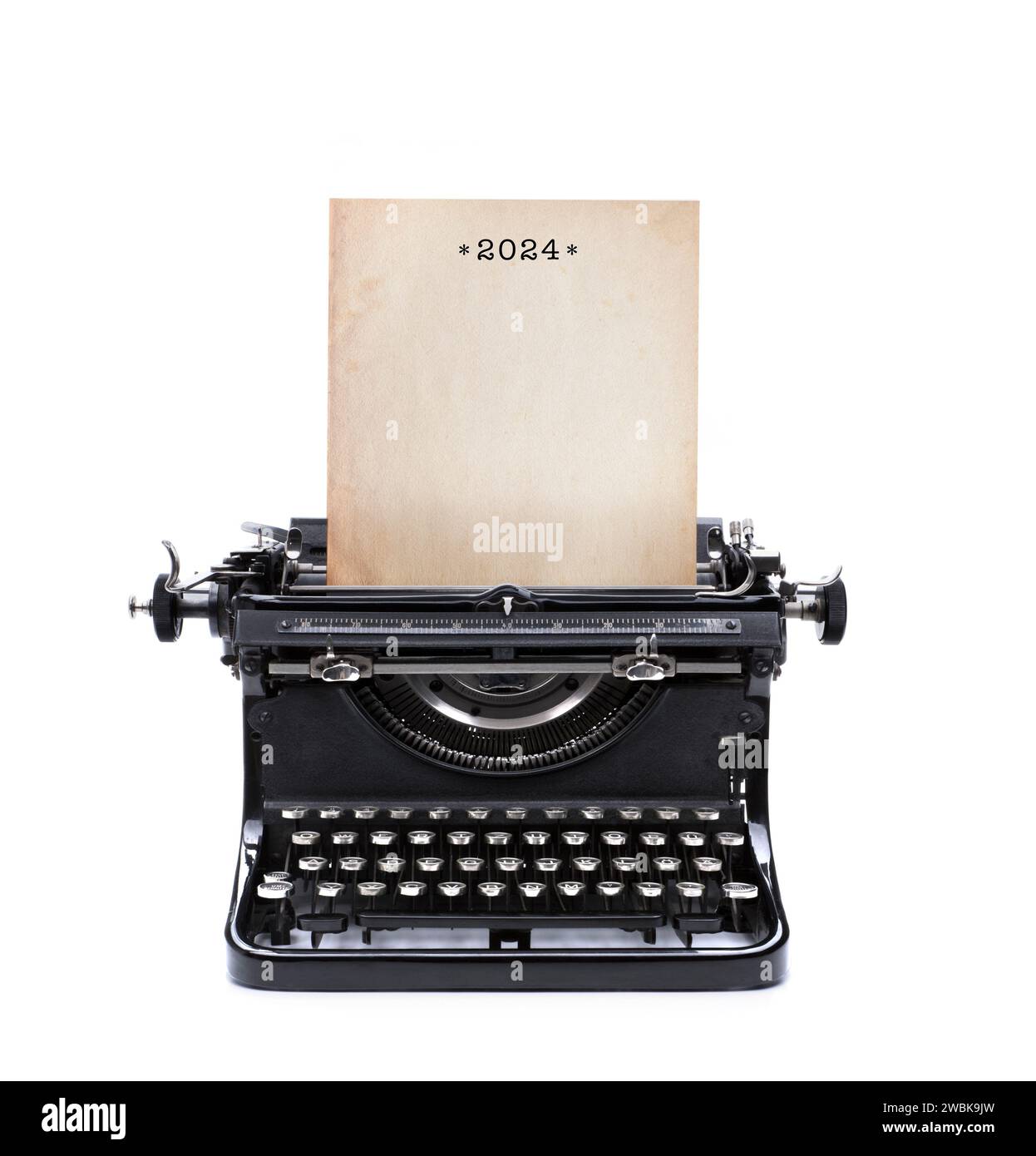 Year 2024 on a typewriter sheet Stock Photo
