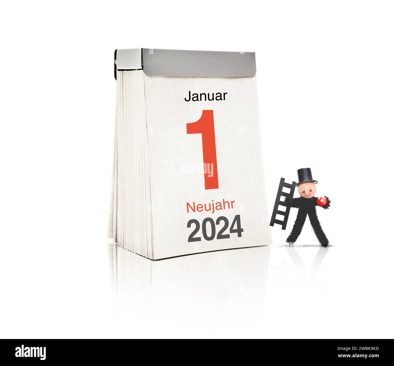 Calendar with January 1, 2024 as calendar page Stock Photo