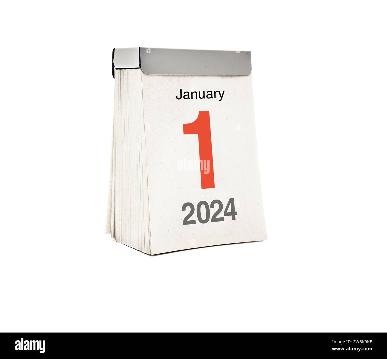 Calendar with January 1, 2024 as calendar page Stock Photo