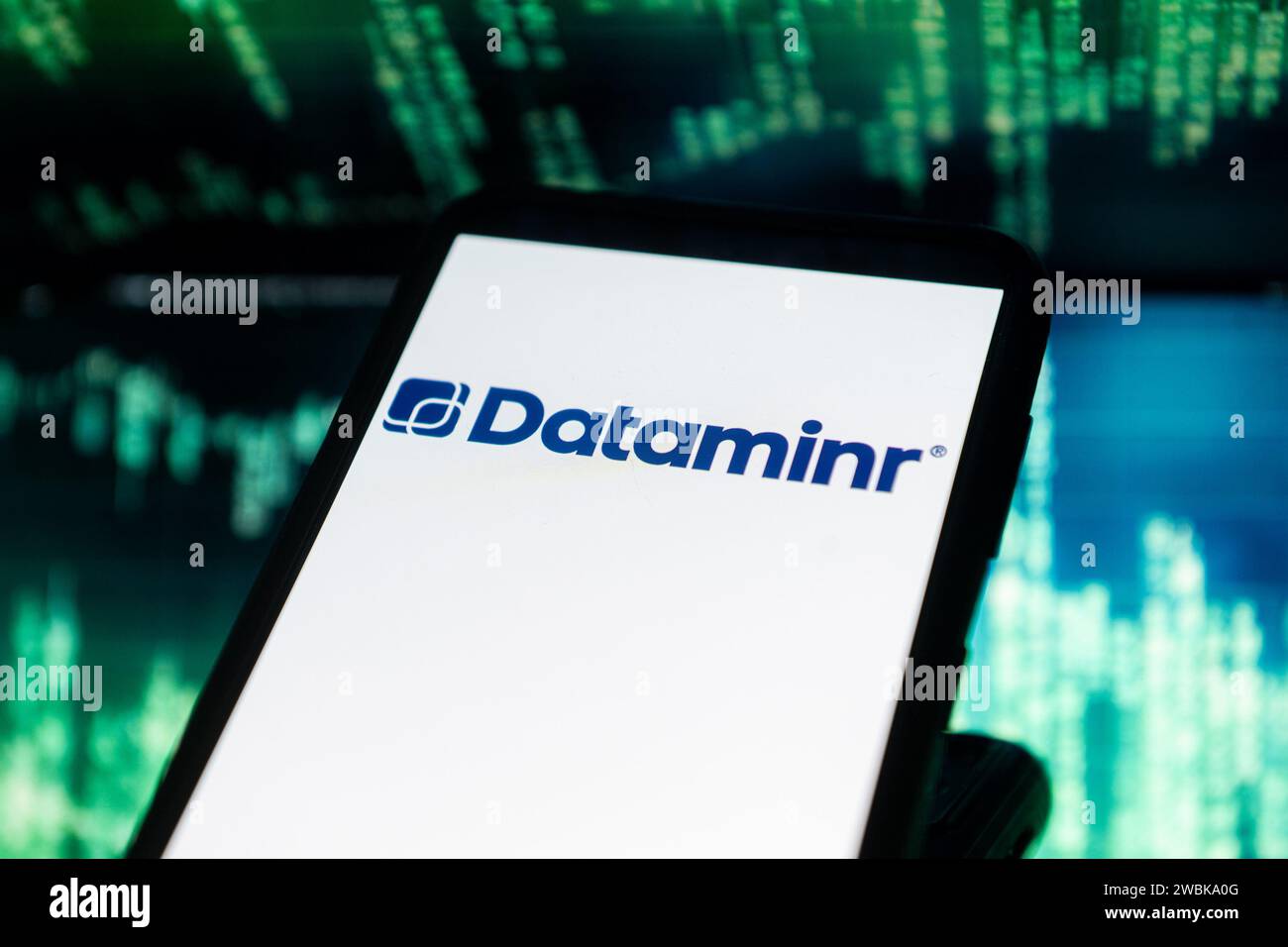 In this photo illustration a Dataminr logo seen displayed on a ...