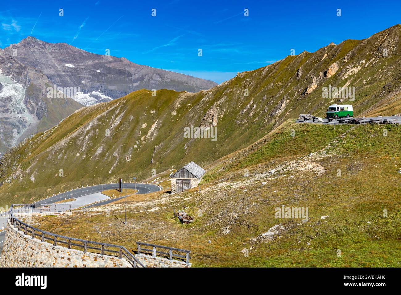 View of the serpentine road and the mountains, Hoher Tenn, 3368 m, Grossglockner High Alpine Road, Hohe Tauern National Park, Austria, Europe Stock Photo