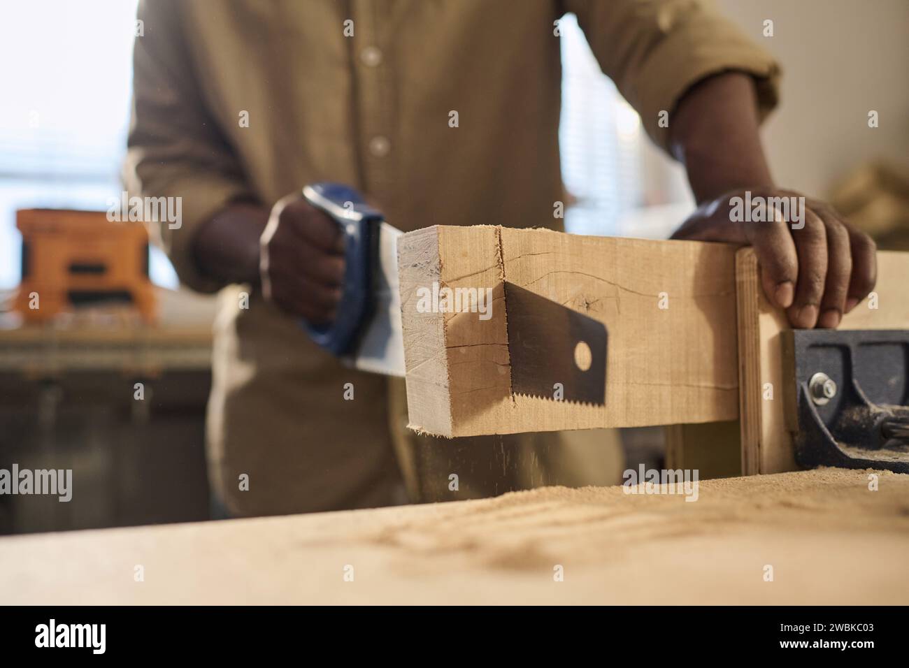 wood milling with electric cutter in joinery. color toning. copy space  Stock Photo - Alamy