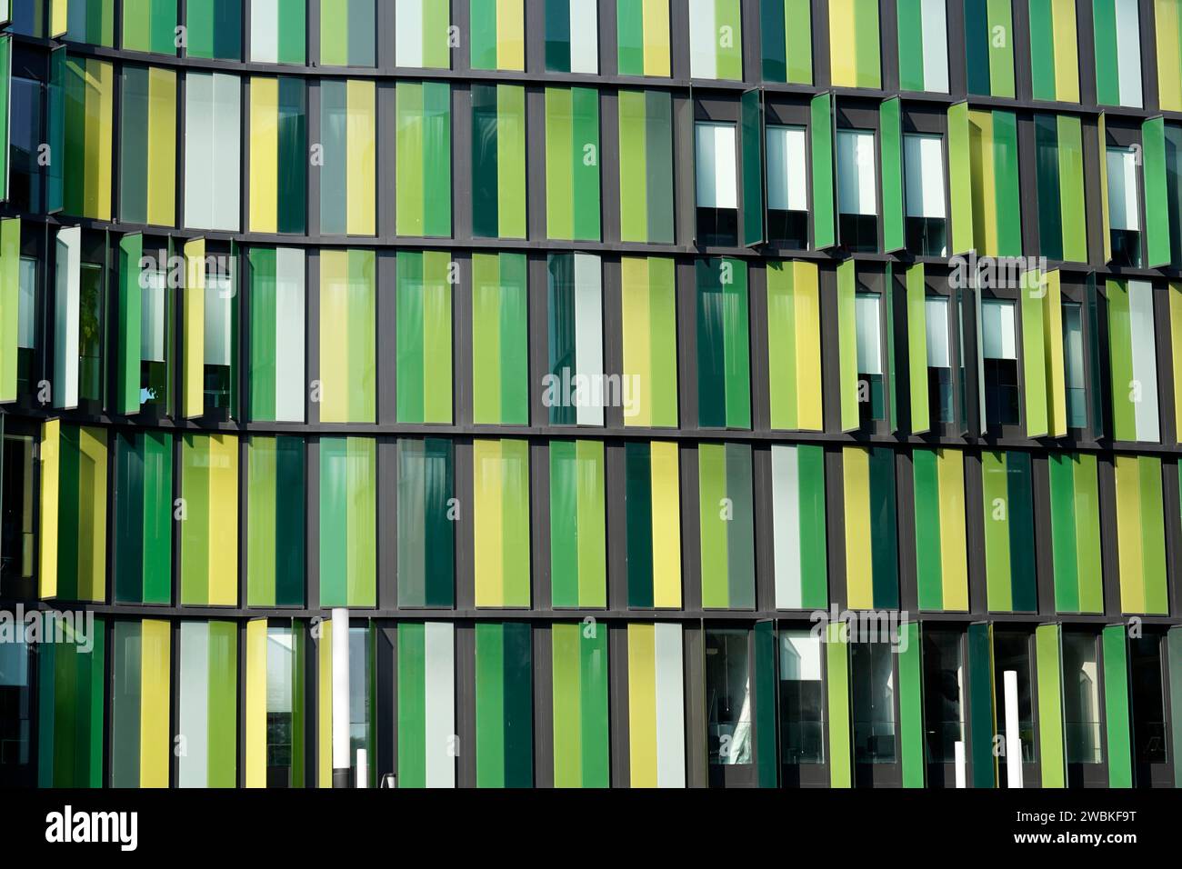 Office building with colorful sun protection cladding hi-res stock ...