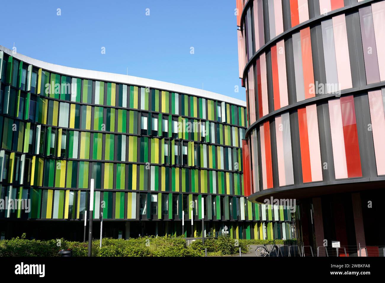 Germany, North Rhine-Westphalia, Cologne, office building with colorful ...