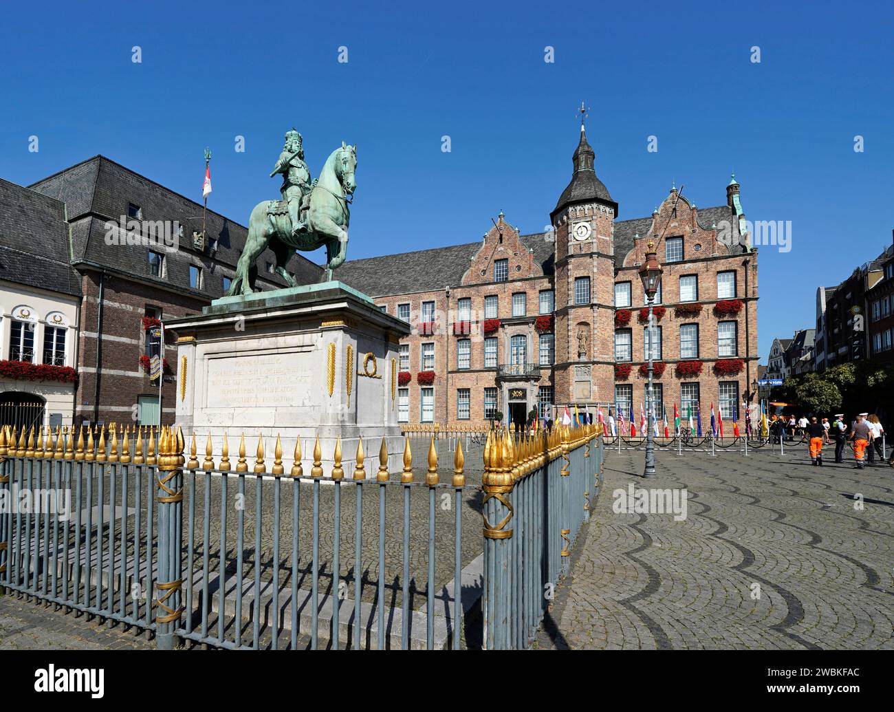 Germany, North Rhine-Westphalia, Düsseldorf, Old Town, City Hall, Jan-Wellem-Reiterdenkmal Stock Photo