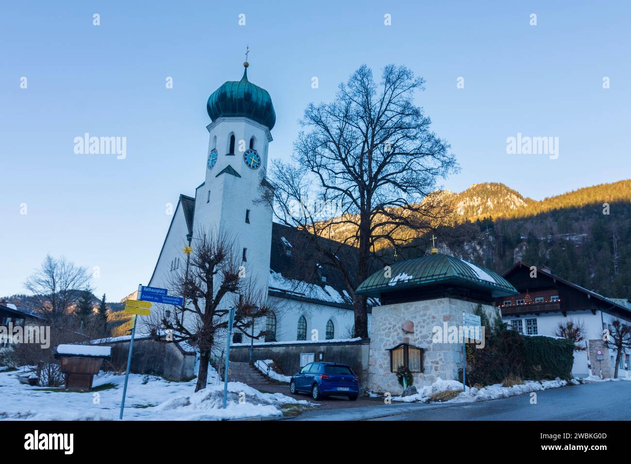 Bischofswiesen, church Bischofswiesen, Berchtesgadener Land, Upper Bavaria, Bavaria, Germany Stock Photo
