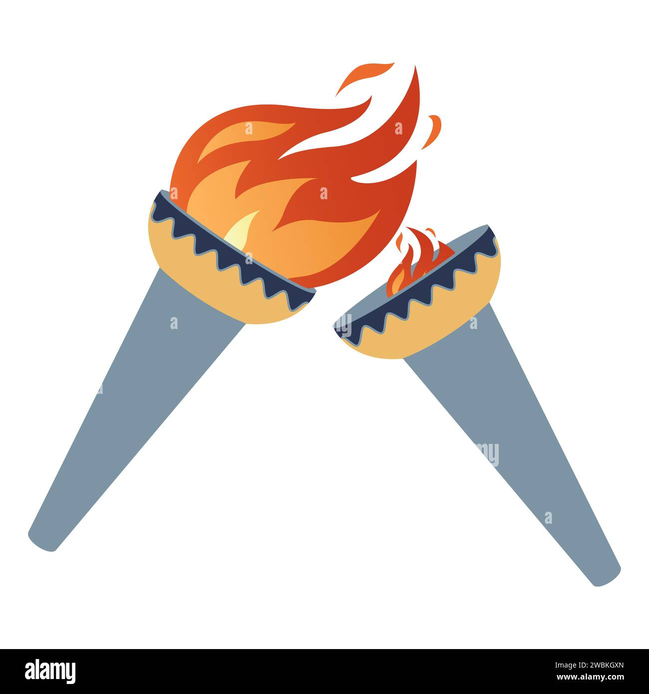 Ignition of a torch from another torch. Transfer of the Olympic flame