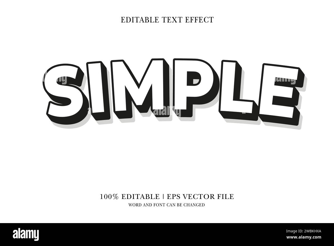 Simple title background Editable text effect, 3d text template Stock