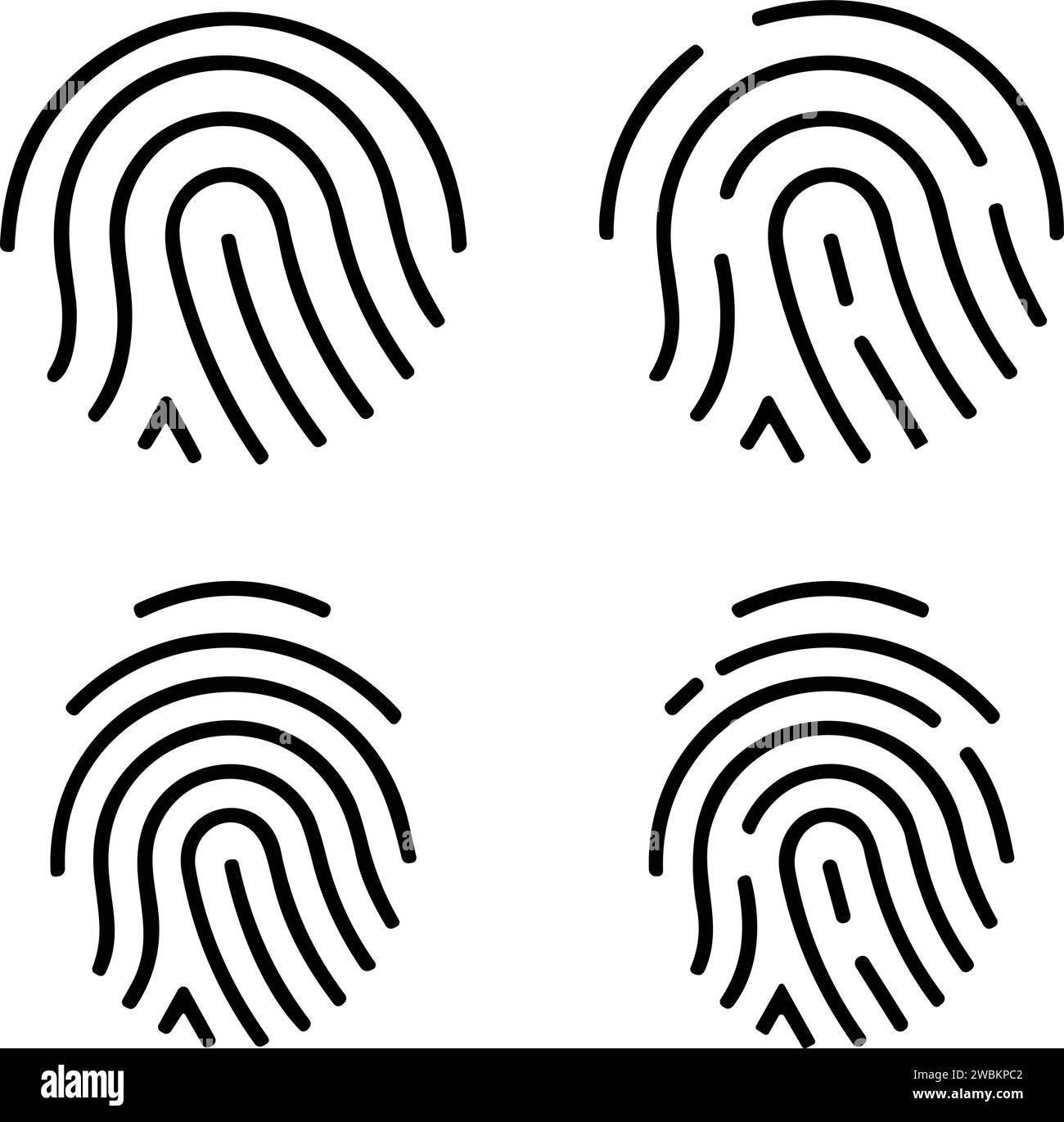 Fingerprint icon symbol set. Thumb print collection. Identification. Vector illustration Stock Vector