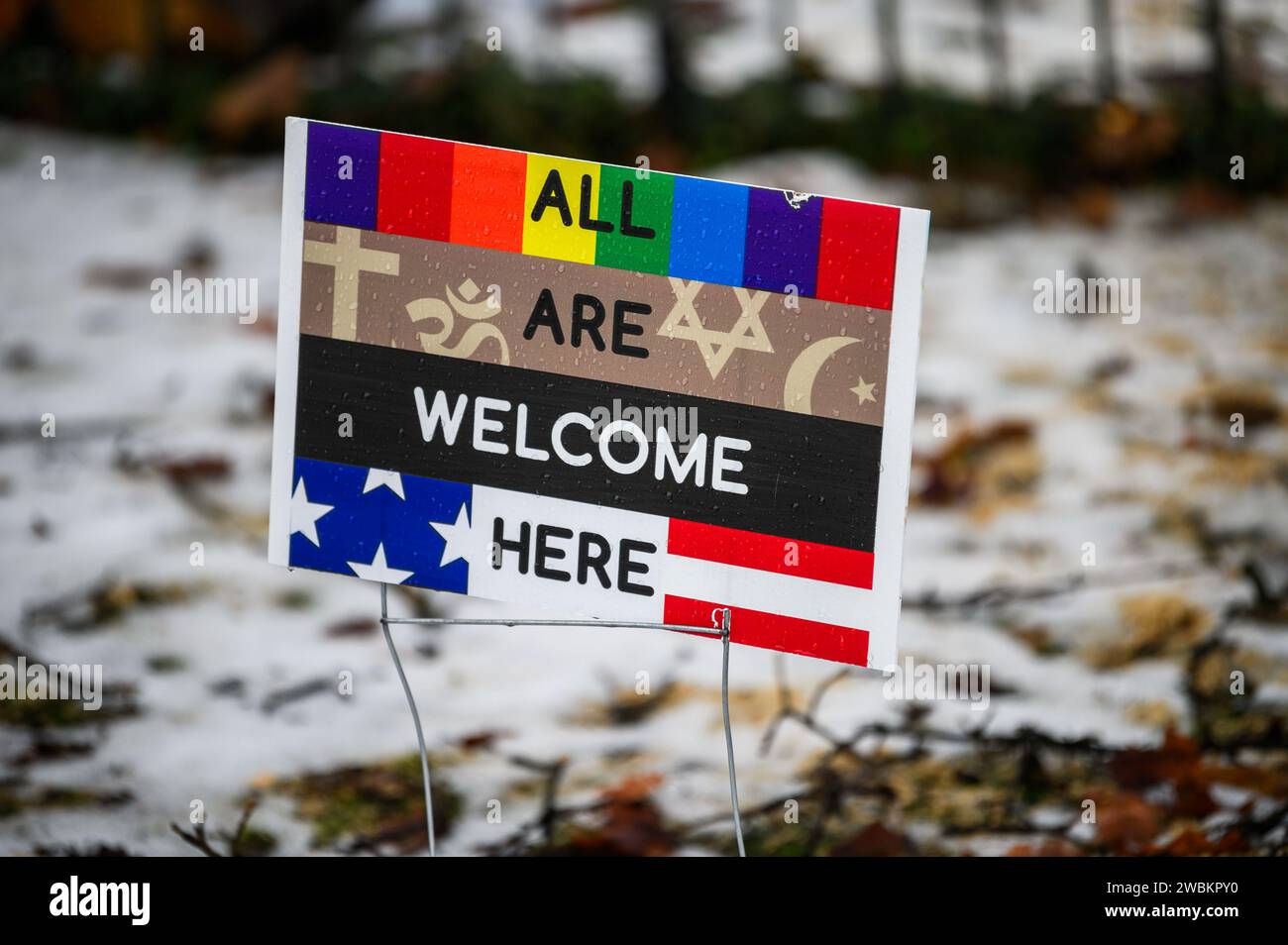 Sign representing many regions and ethnicities hi-res stock photography ...