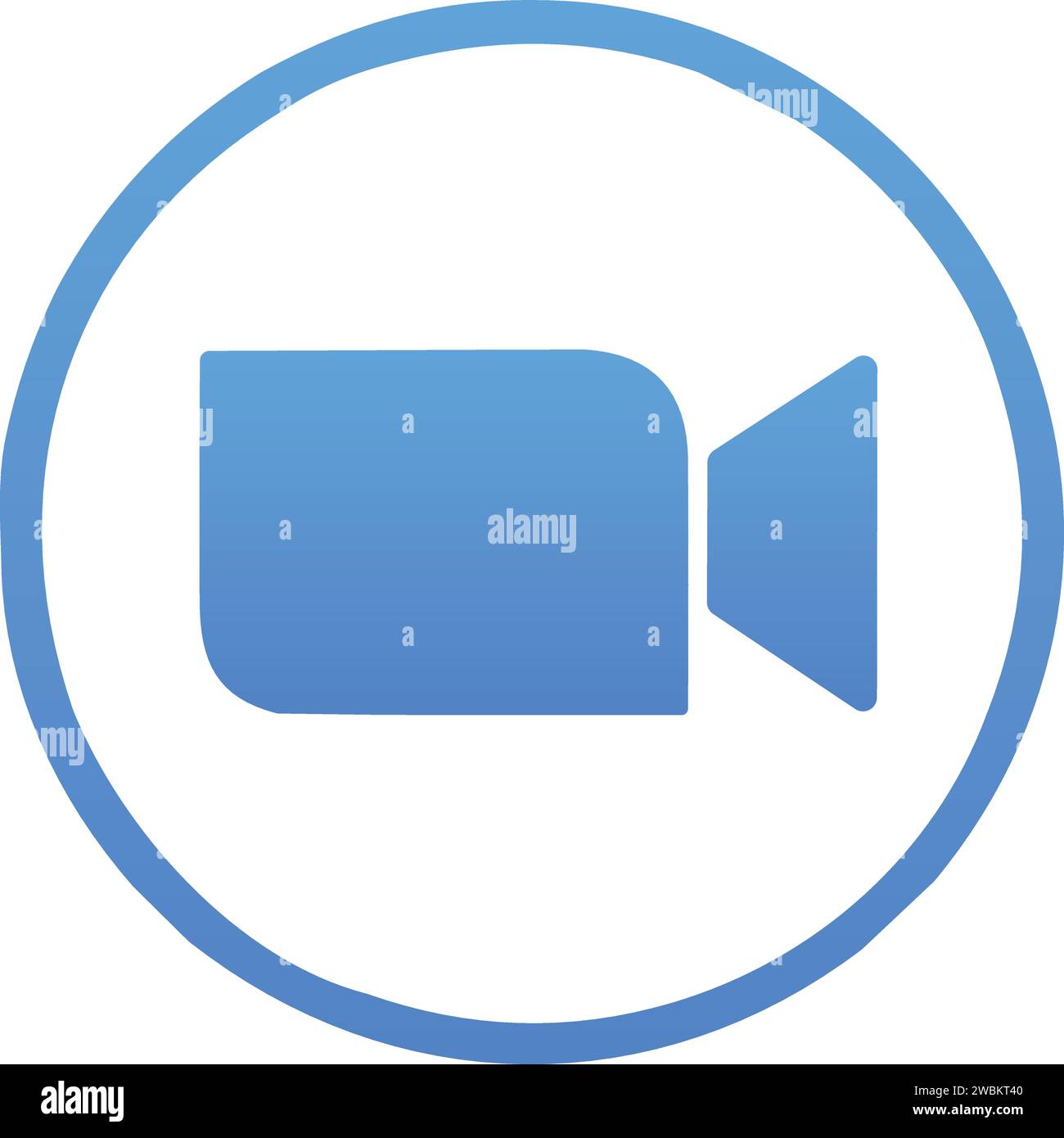 Zoom app logo. Application for video communications with cloud platform for video and audio conferencing, chat, and webinar. Blue Camera Icon. social Stock Vector