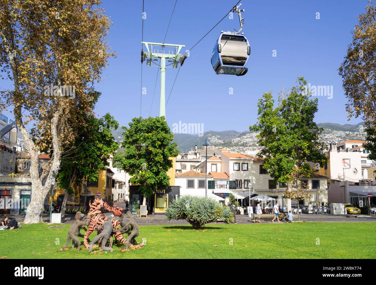 MADEIRA Funchal Madeira cable car connecting Zona velha old town Funchal to Monte up the mountain Fuchal zona velha Funchal Madeira Portugal EU Europe Stock Photo