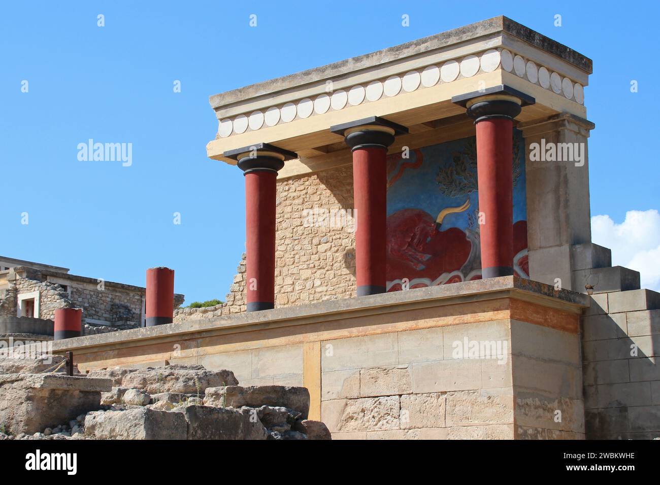 ruined minoan palace (knossos) closed to heraklion in crete in greece Stock Photo